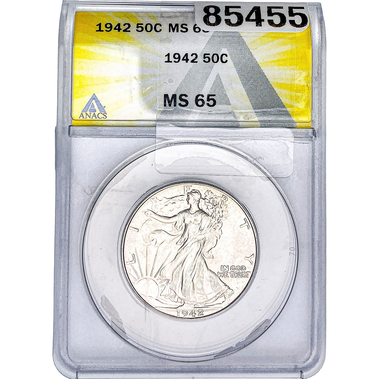 1942 Walking Liberty Half Dollar ANACS MS65: 1942 Walking Liberty Half Dollar ANACS MS65