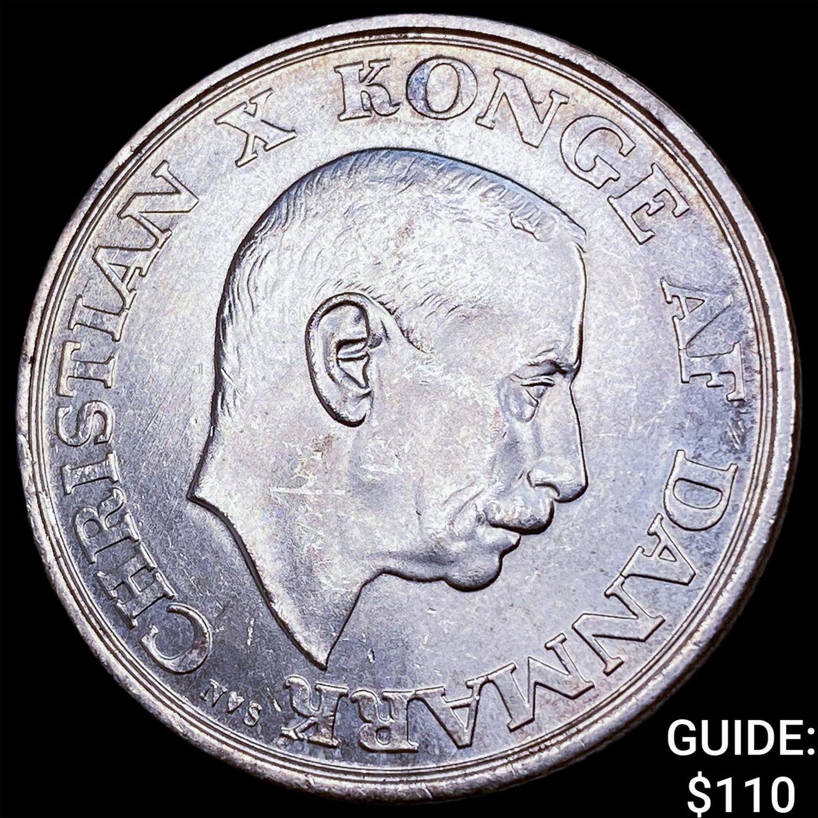 1945 Denmark Christian X Silver 2 Kroner CLOSELY UNCIRCULATED: 1945 Denmark Christian X Silver 2 Kroner CLOSELY UNCIRCULATED