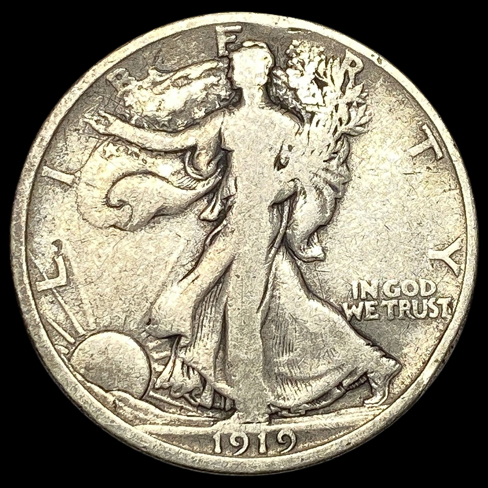 1919-D Silver Walking Liberty Half Dollar LIGHTLY CIRCULATED: 1919-D Silver Walking Liberty Half Dollar LIGHTLY CIRCULATED
