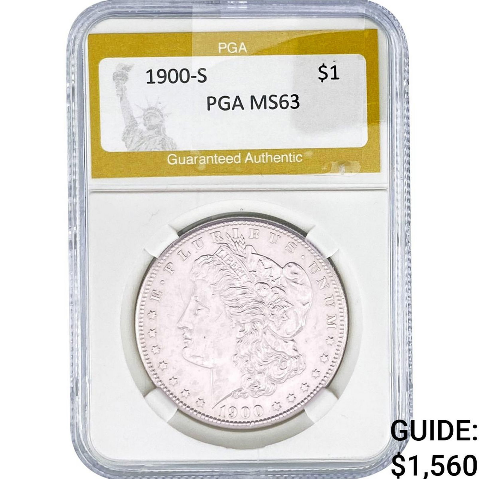 1900-S Morgan Silver Dollar PGA MS63: 1900-S Morgan Silver Dollar PGA MS63