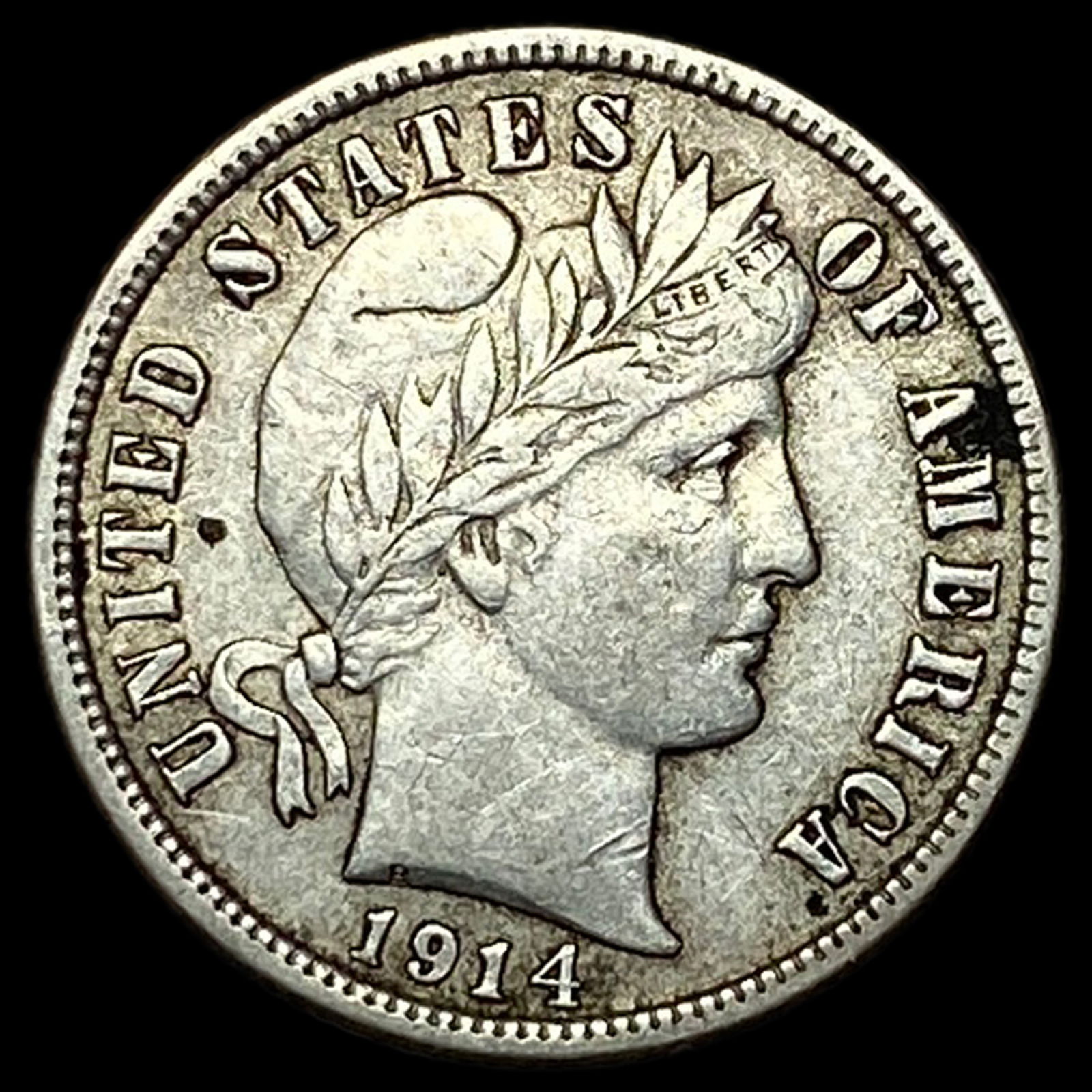 1914-S Silver Barber Dime LIGHTLY CIRCULATED: 1914-S Silver Barber Dime LIGHTLY CIRCULATED