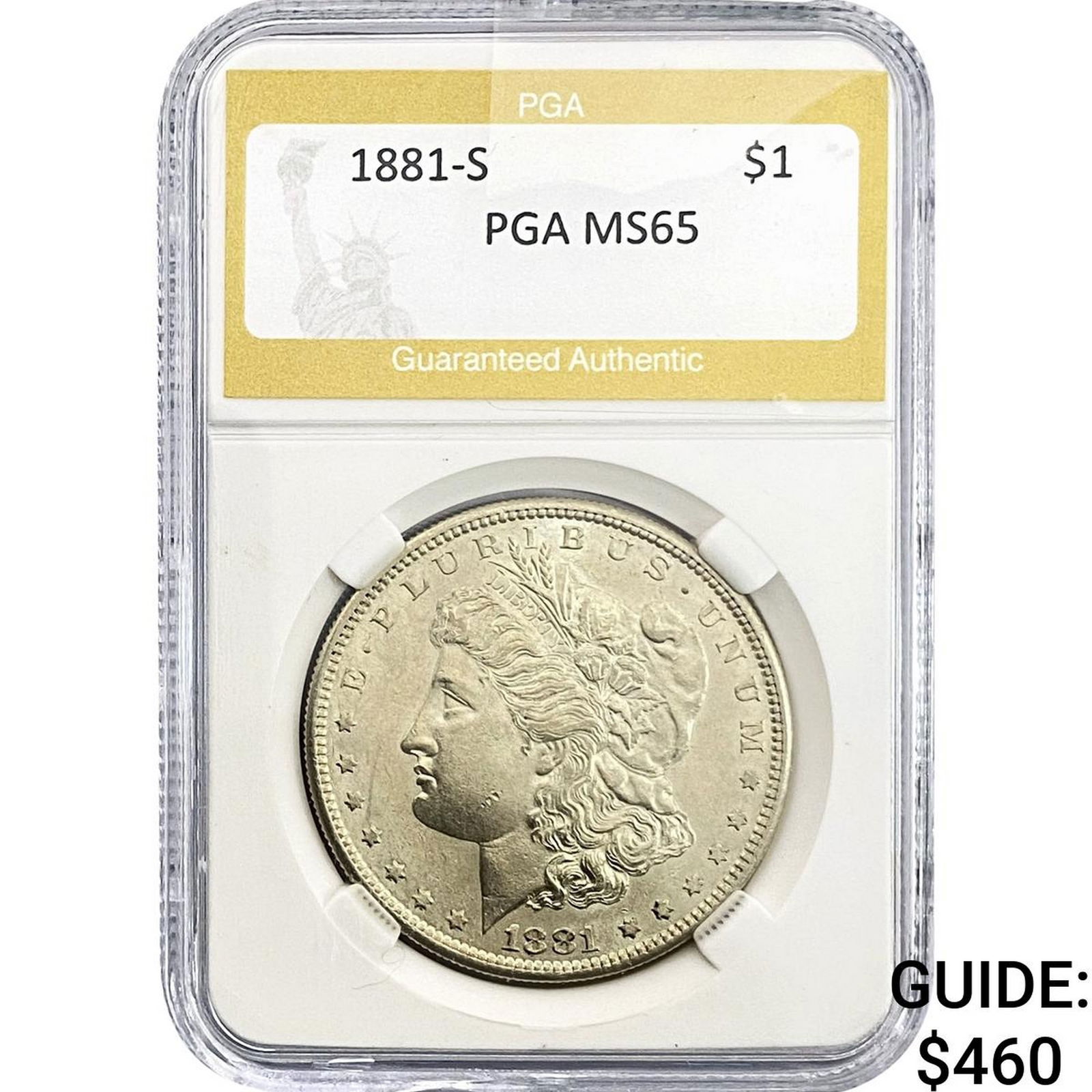 1881-S Morgan Silver Dollar PGA MS65: 1881-S Morgan Silver Dollar PGA MS65