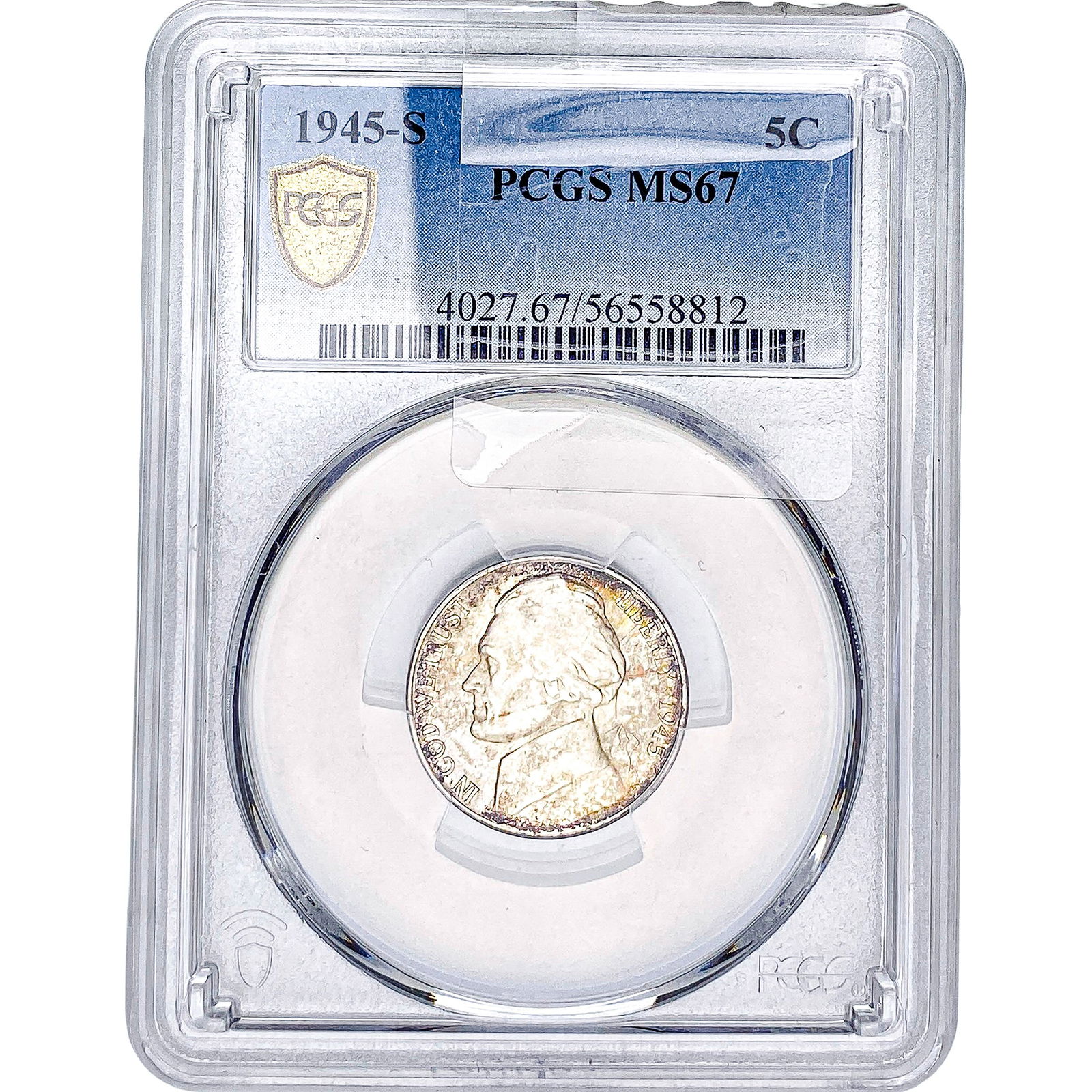 1945-S Jefferson Nickel PCGS MS67: 1945-S Jefferson Nickel PCGS MS67