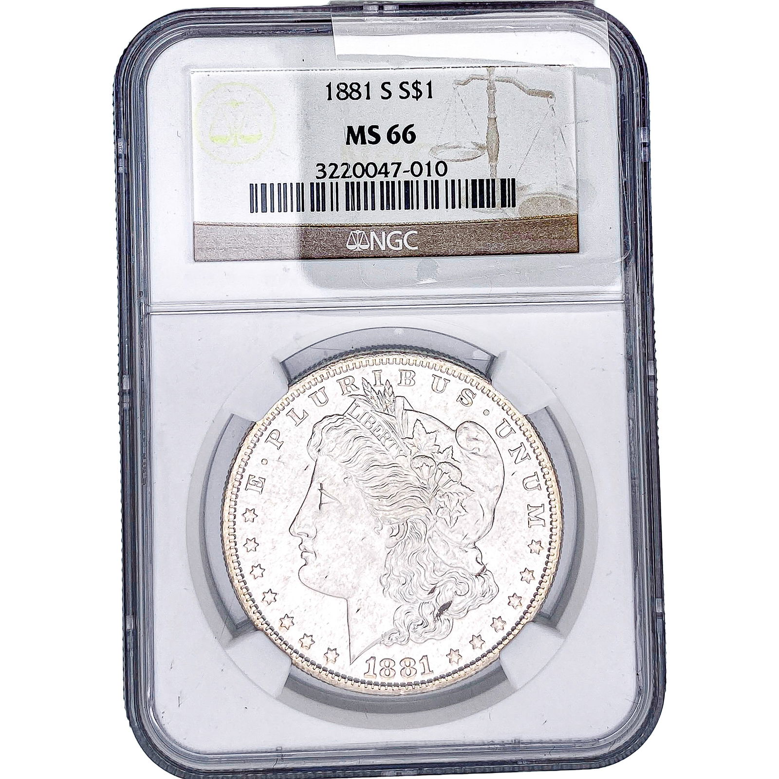 1881-S Morgan Silver Dollar NGC MS66: 1881-S Morgan Silver Dollar NGC MS66