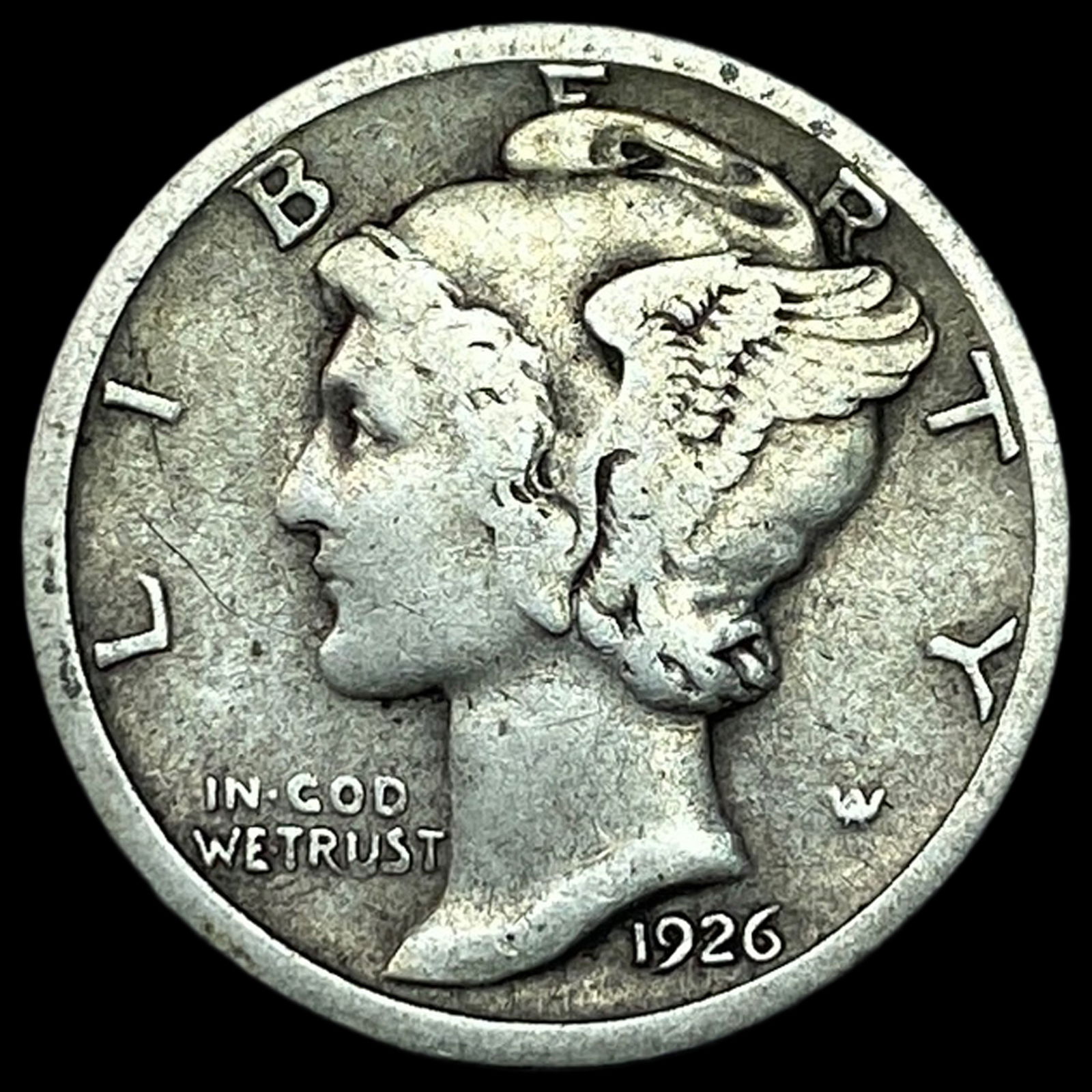 1926-S Silver Mercury Dime LIGHTLY CIRCULATED: 1926-S Silver Mercury Dime LIGHTLY CIRCULATED