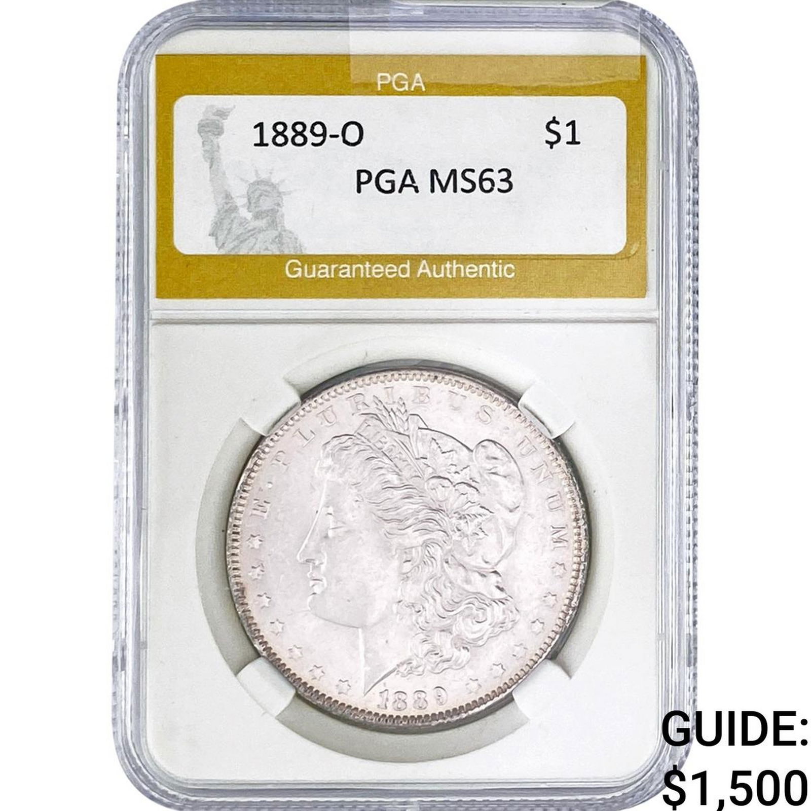 1889-O Morgan Silver Dollar PGA MS63: 1889-O Morgan Silver Dollar PGA MS63