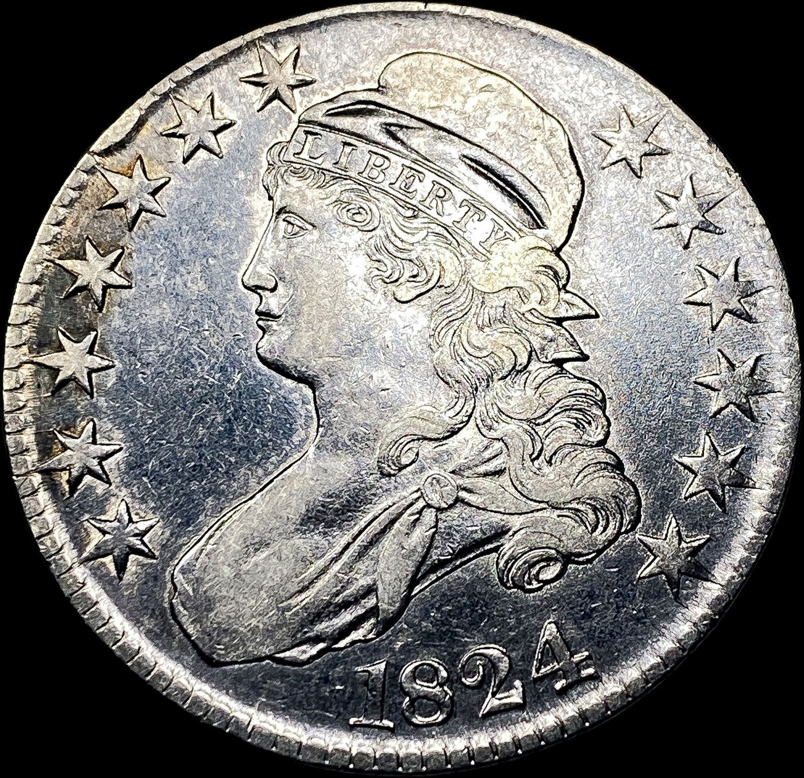 1824 Capped Bust Half Dollar ABOUT UNCIRCULATED: 1824 Capped Bust Half Dollar ABOUT UNCIRCULATED