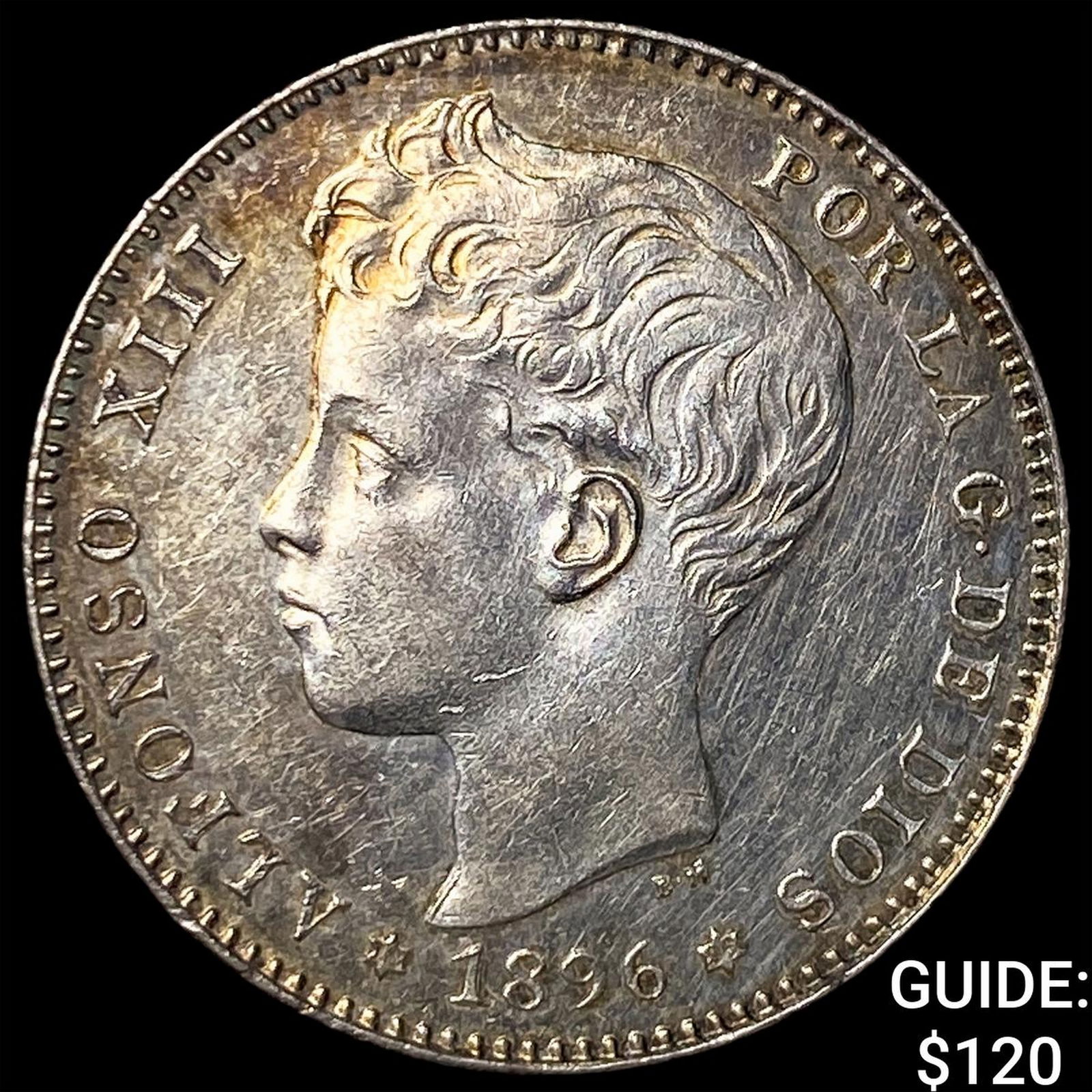 1896 Spain Silver 1 Peseta UNCIRCULATED: 1896 Spain Silver 1 Peseta UNCIRCULATED