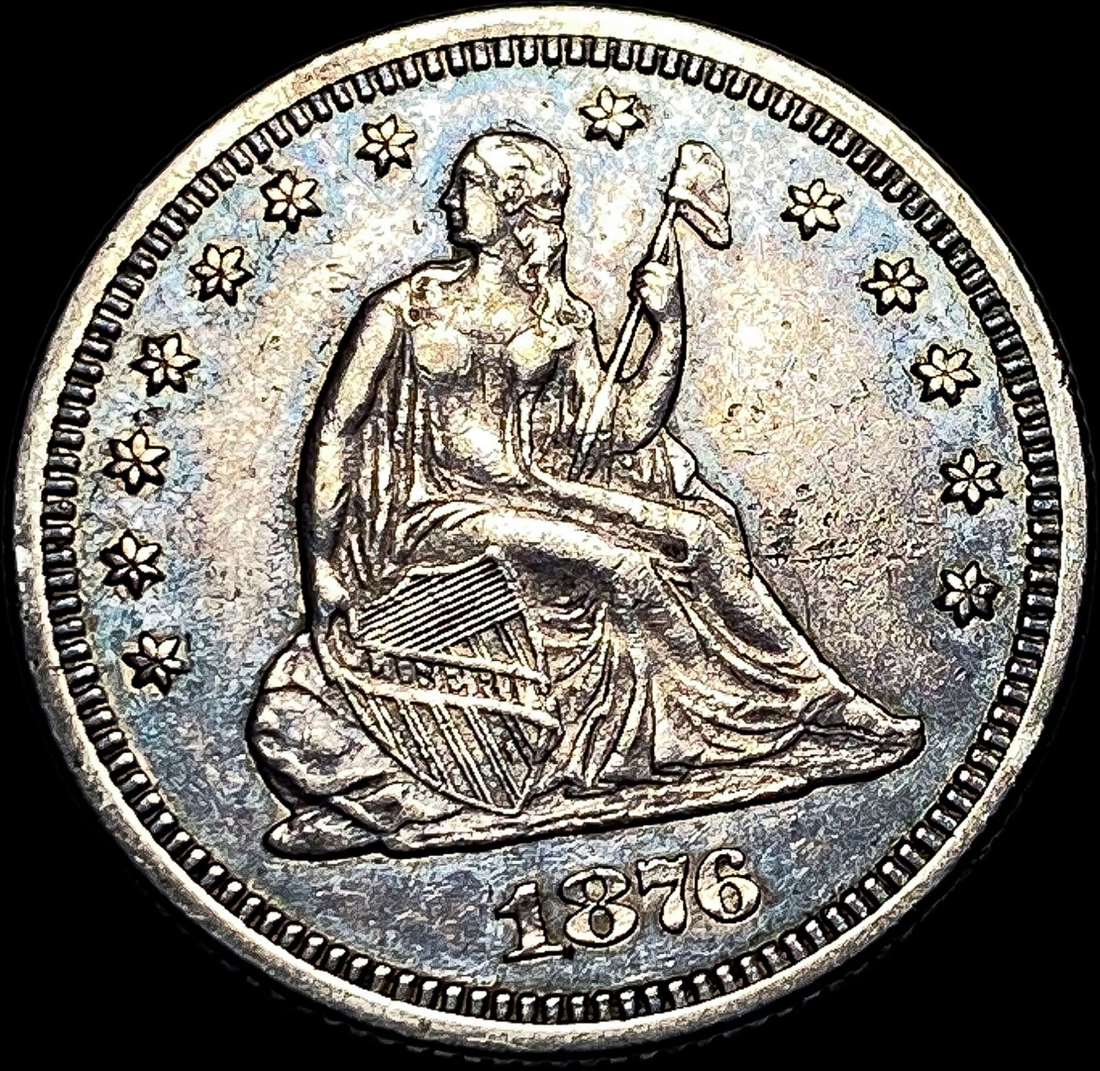 1876-S Silver Seated Liberty Quarter Dollar NEARLY UNCIRCULATED: 1876-S Silver Seated Liberty Quarter Dollar NEARLY UNCIRCULATED
