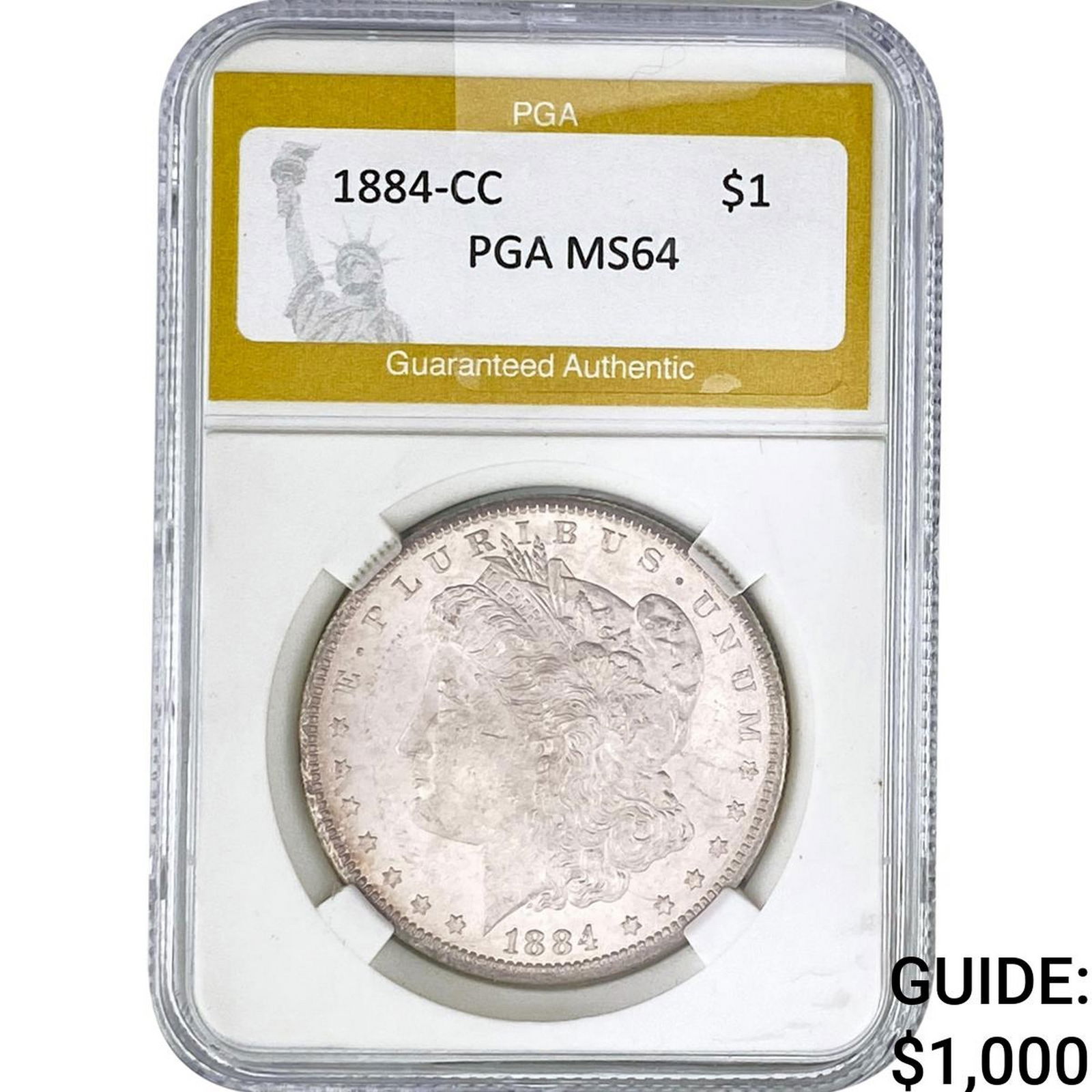 1884-CC Morgan Silver Dollar PGA MS64: 1884-CC Morgan Silver Dollar PGA MS64
