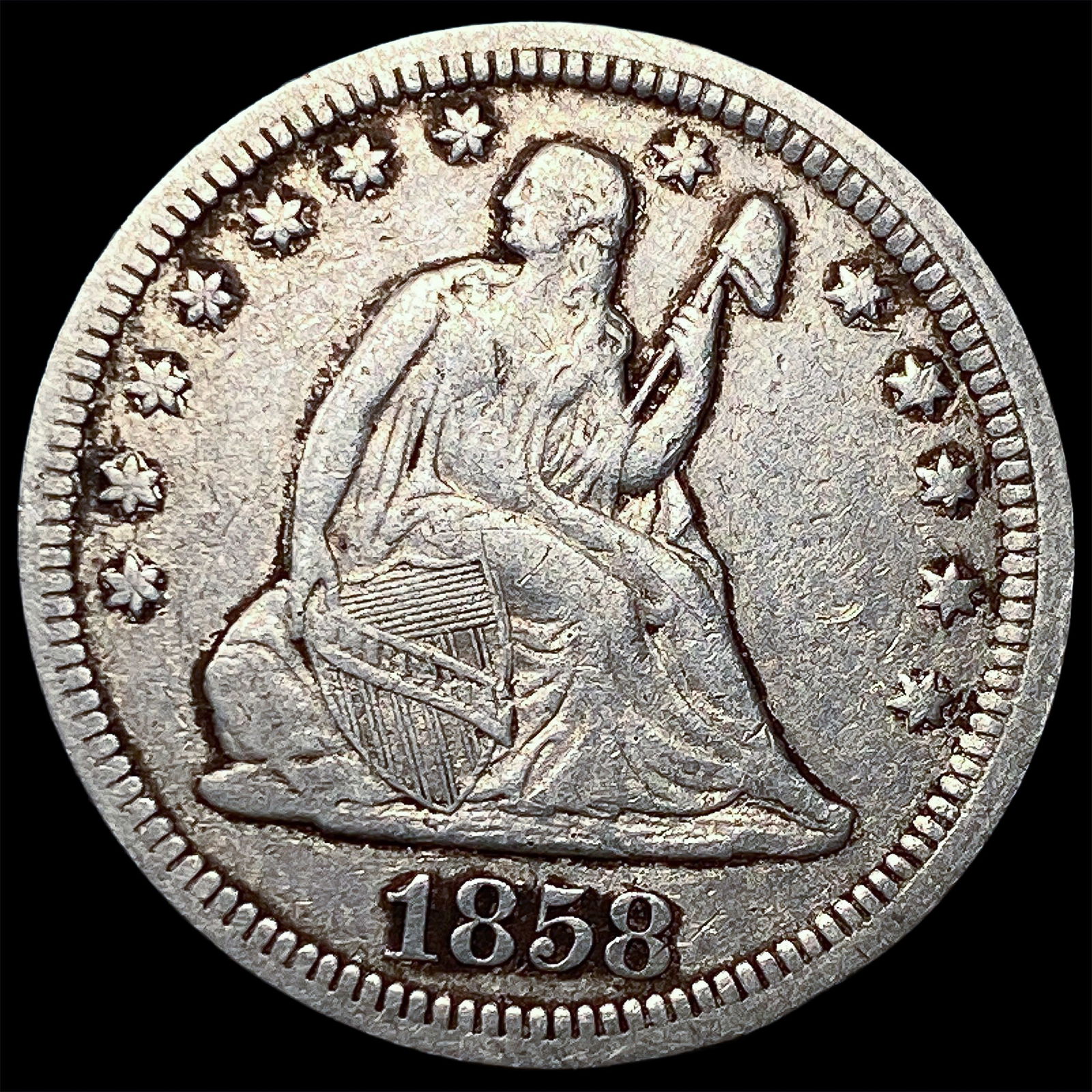 1858 Seated Liberty Quarter LIGHTLY CIRCULATED (1 of 2)
