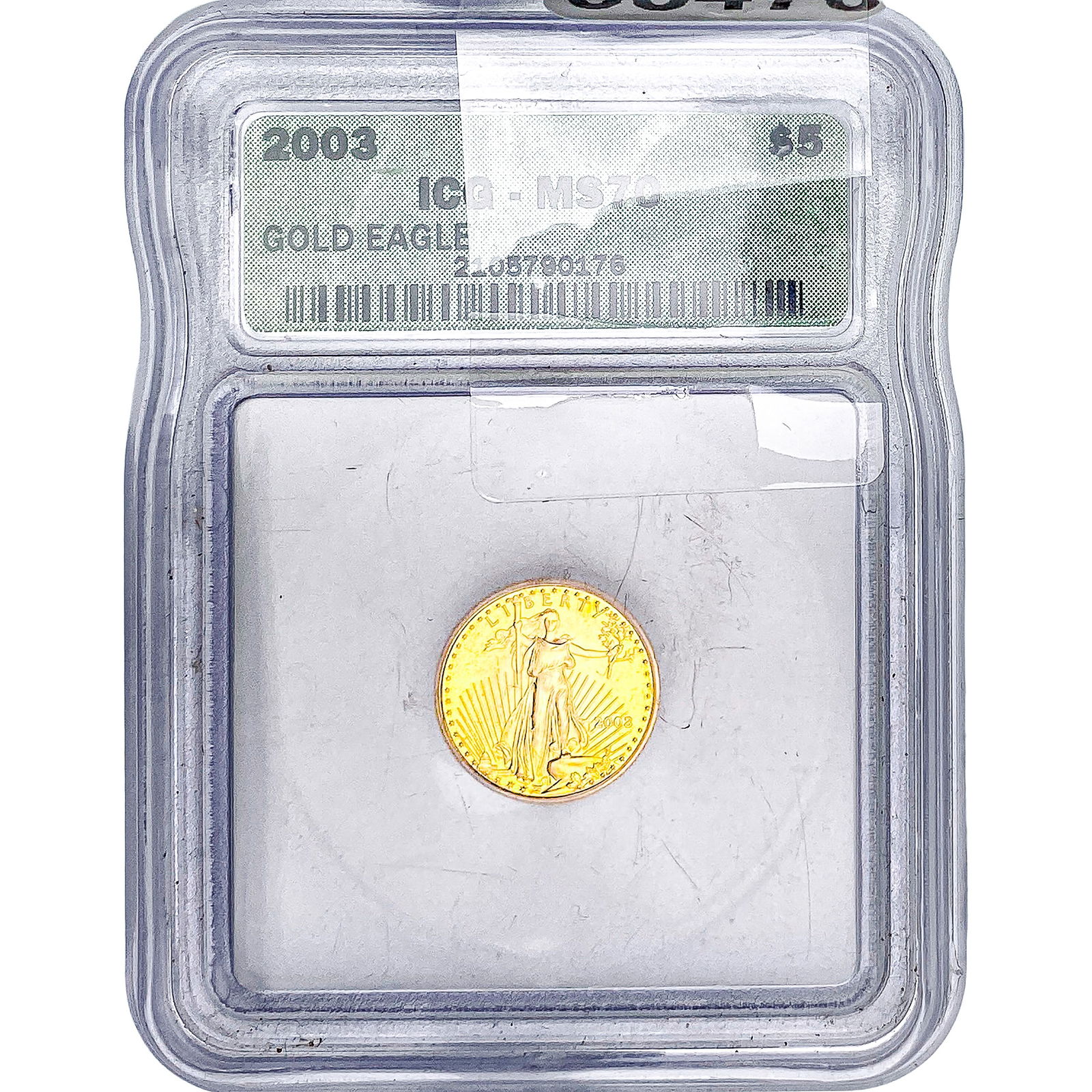 2003 $5 Gold Eagle 1/10oz ICG MS70: 2003 $5 Gold Eagle 1/10oz ICG MS70