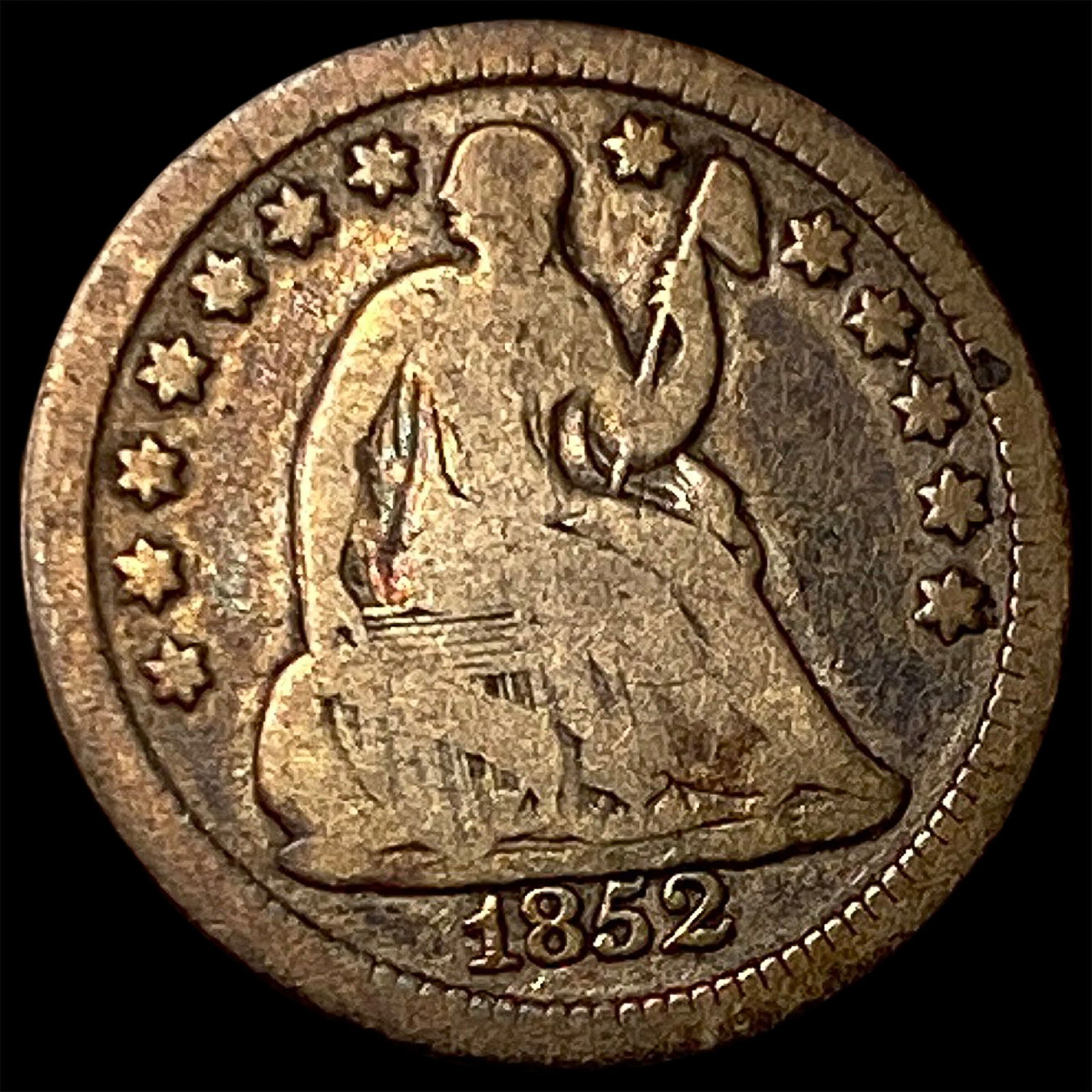 1852 Silver Seated Liberty Half Dime NICELY CIRCULATED (1 of 2)