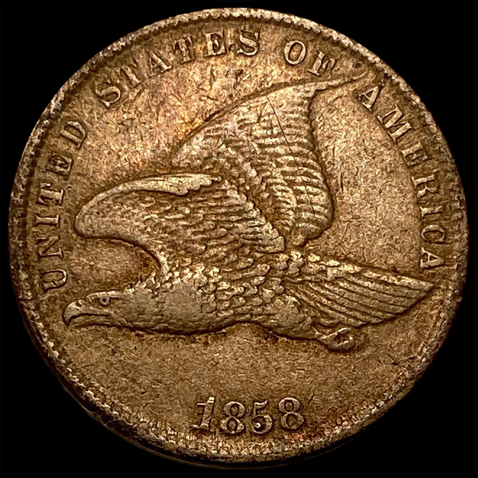1858 Copper-Nickel Flying Eagle Cent CLOSELY UNCIRCULATED: 1858 Copper-Nickel Flying Eagle Cent CLOSELY UNCIRCULATED