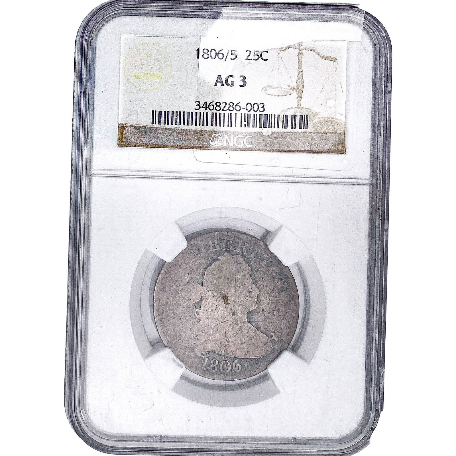 1806/5 Draped Bust Quarter NGC AG3 (1 of 2)