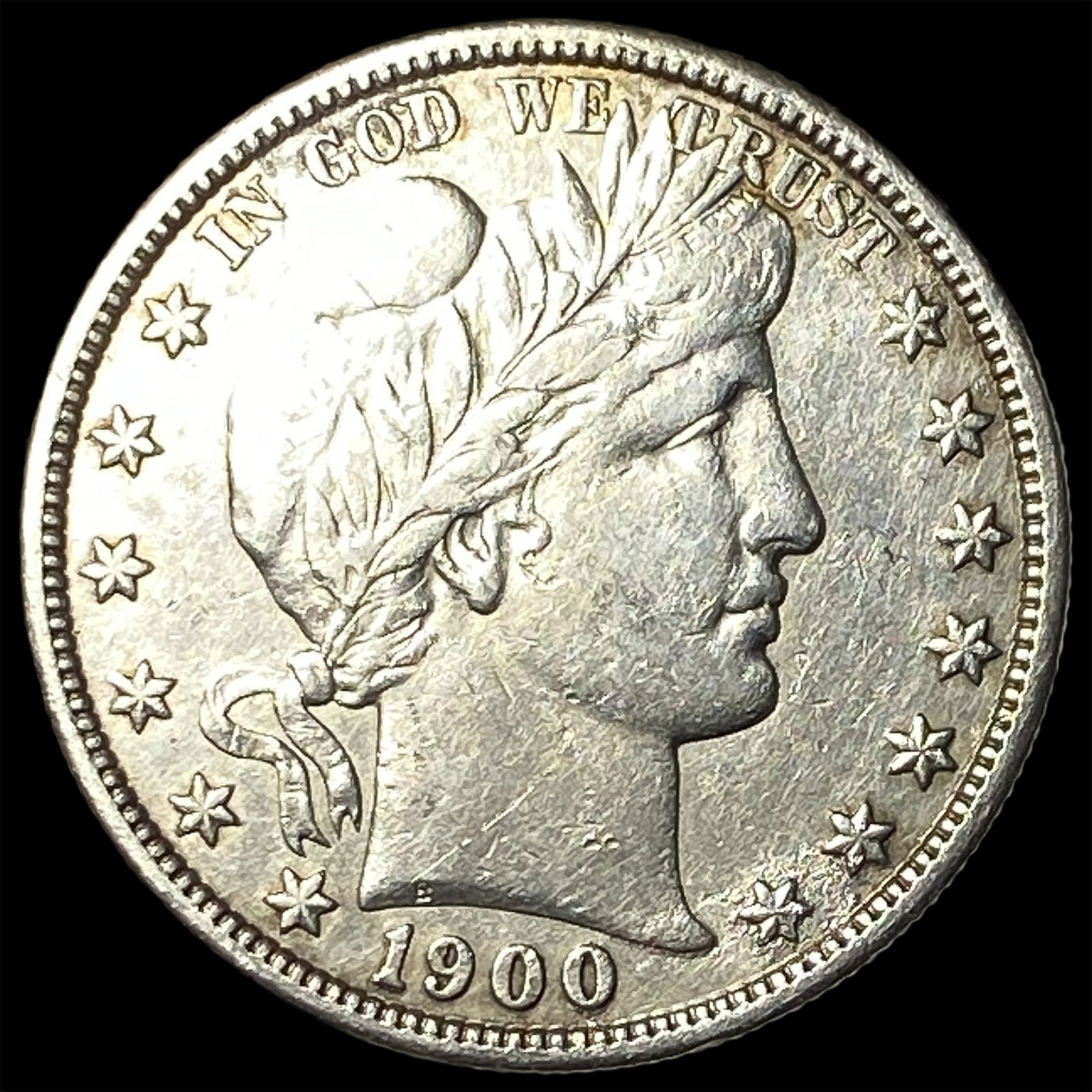 1900-S Silver Barber Half Dollar NEARLY UNCIRCULATED: 1900-S Silver Barber Half Dollar NEARLY UNCIRCULATED