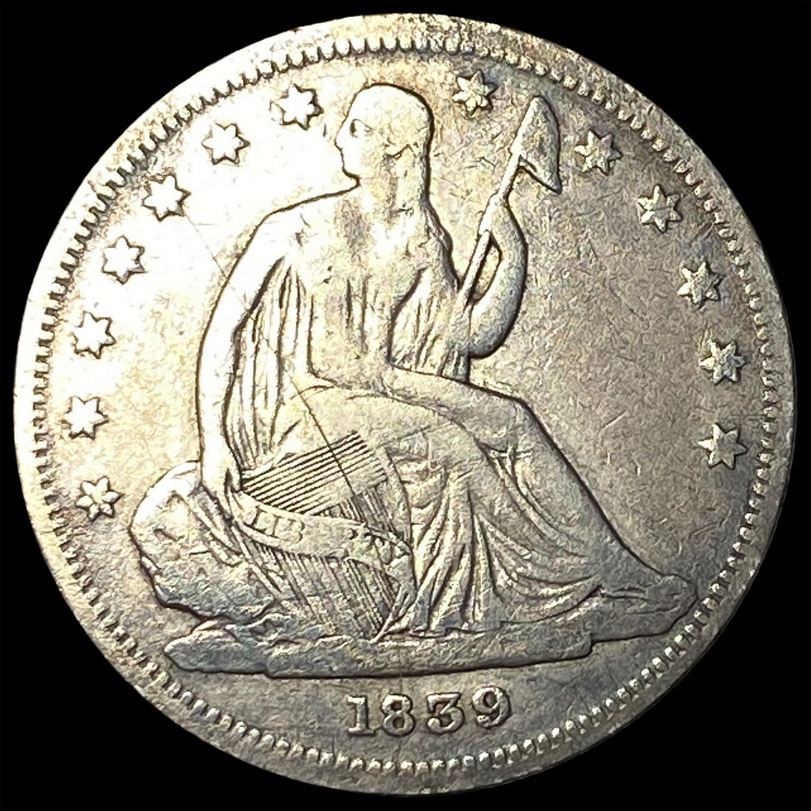 1839 Silver Seated Liberty Half Dollar LIGHTLY CIRCULATED: 1839 Silver Seated Liberty Half Dollar LIGHTLY CIRCULATED