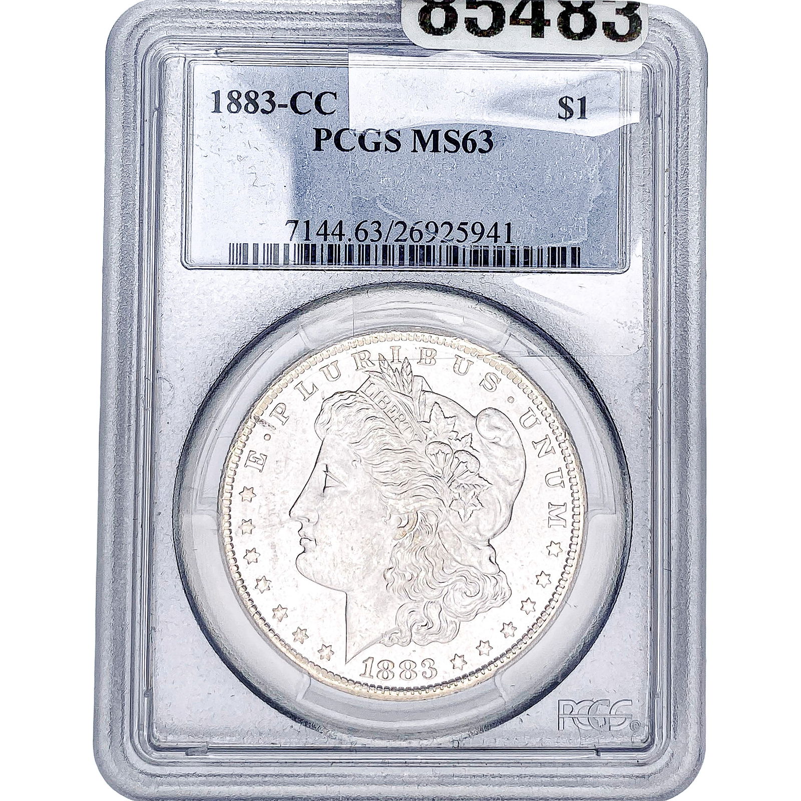 1883-CC Morgan Silver Dollar PCGS MS63: 1883-CC Morgan Silver Dollar PCGS MS63
