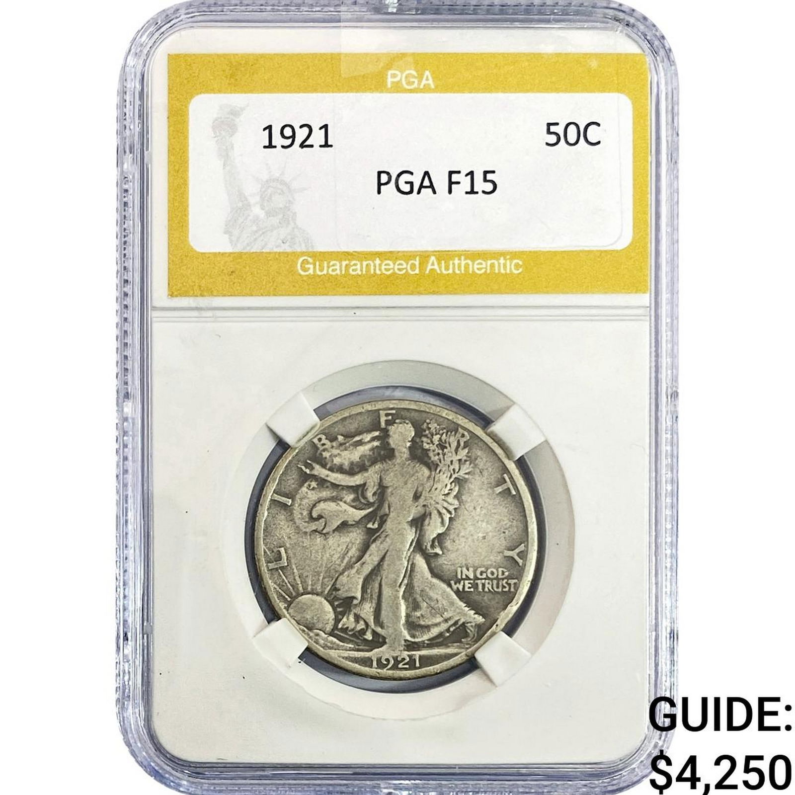 1921 Walking Liberty Half Dollar PGA F15: 1921 Walking Liberty Half Dollar PGA F15