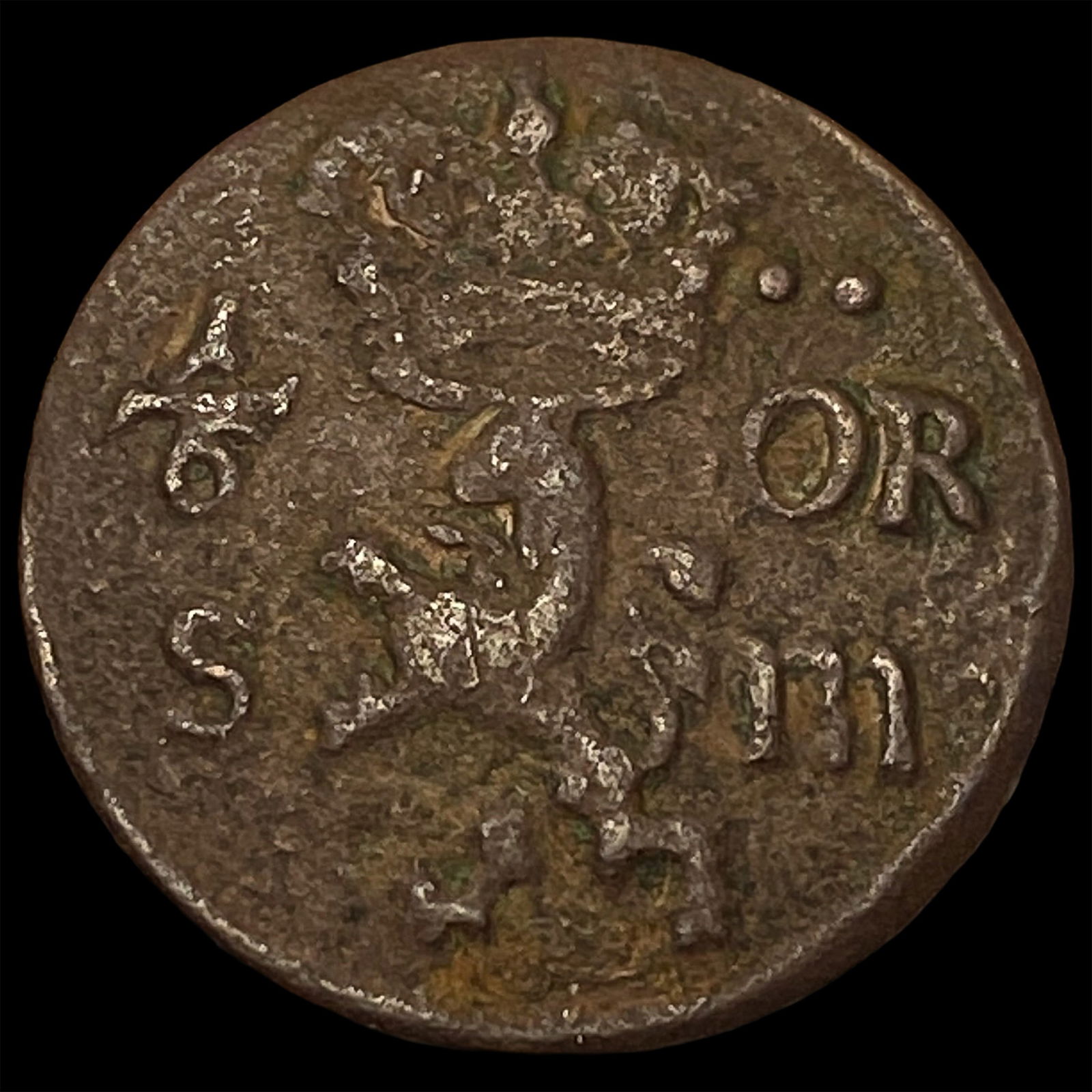 1682 Sweden Copper 1/6 Ore NEARLY UNCIRCULATED: 1682 Sweden Copper 1/6 Ore NEARLY UNCIRCULATED