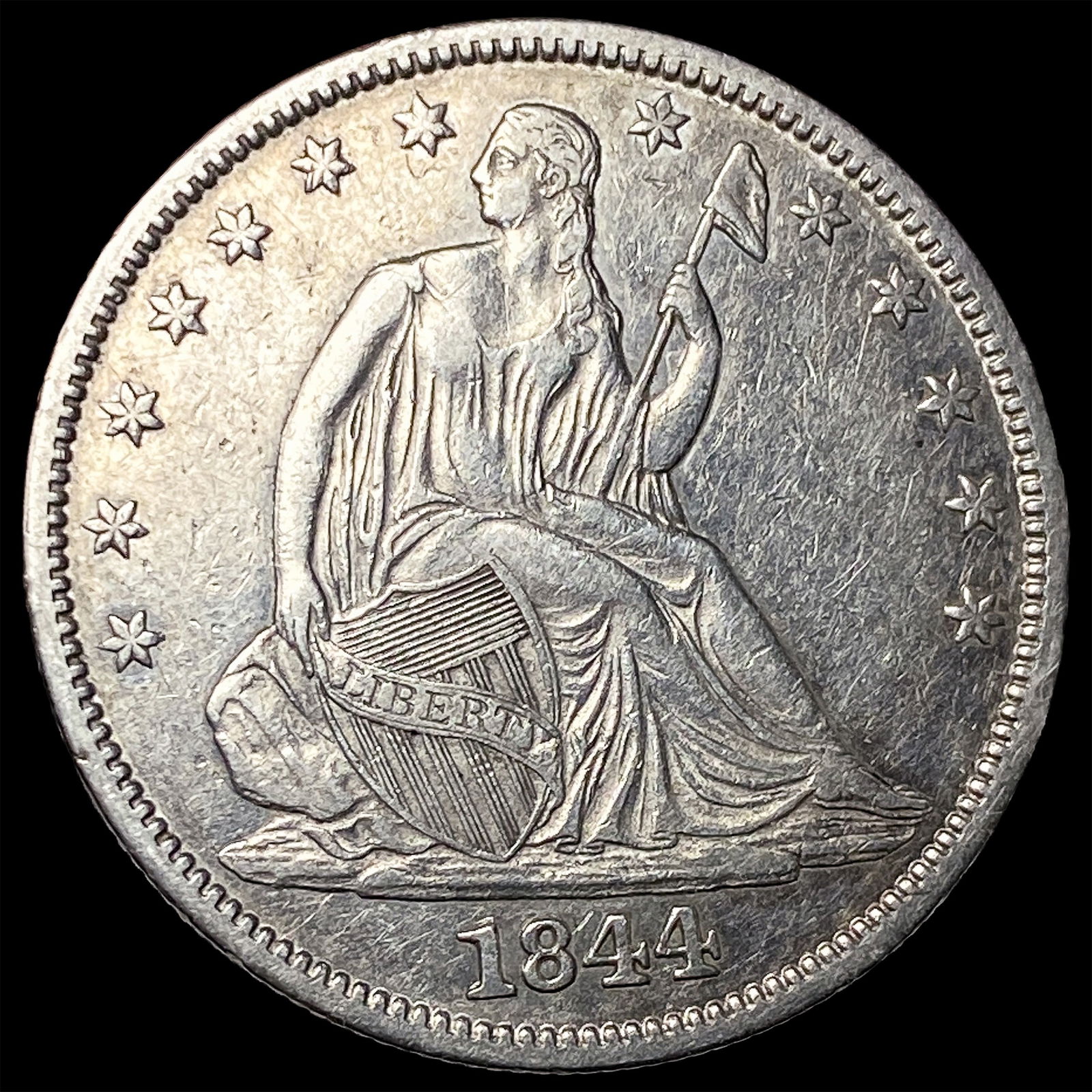 1844 Silver Seated Liberty Half Dollar HIGH GRADE: 1844 Silver Seated Liberty Half Dollar HIGH GRADE