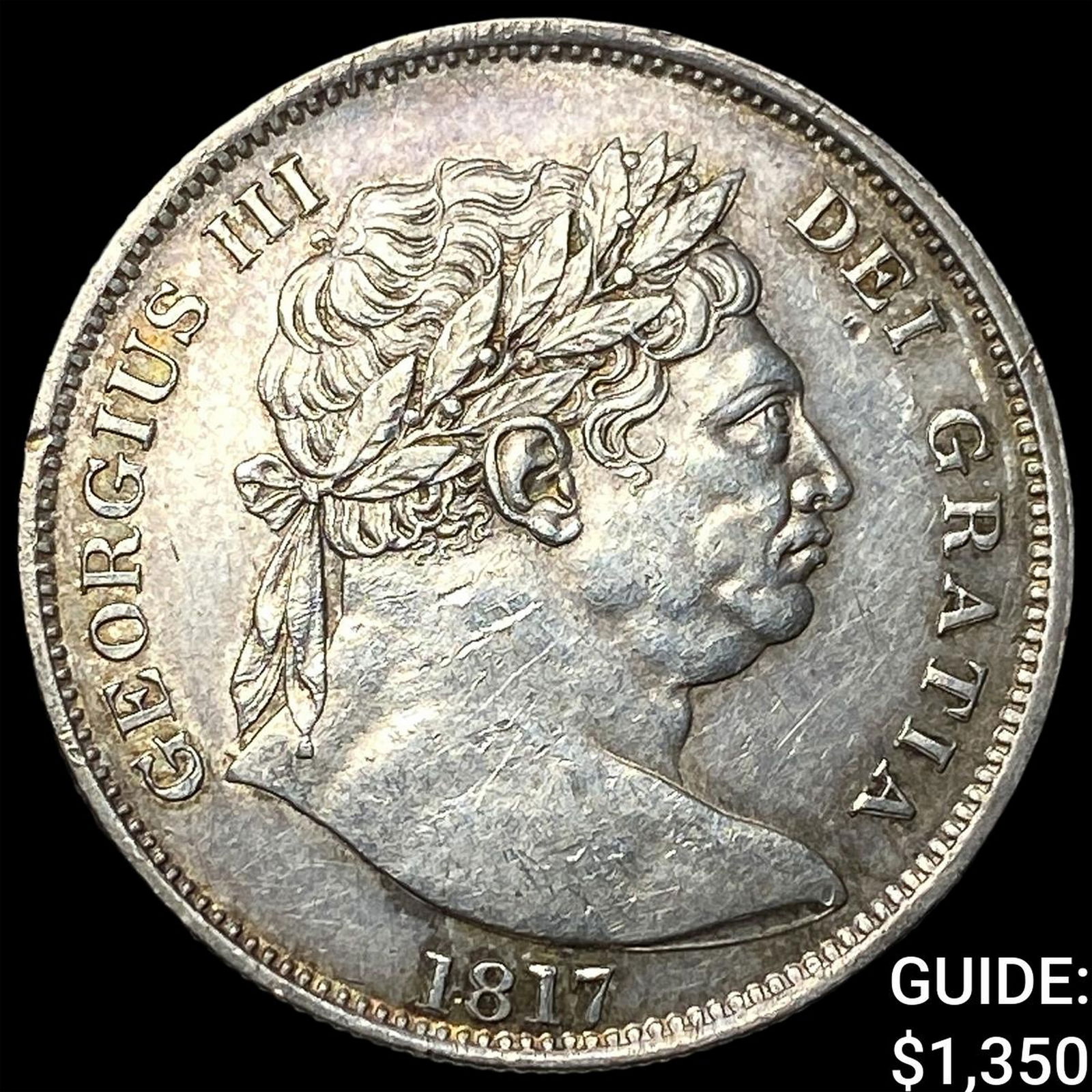 1817 Great Britian George III Silver Half Crown CLOSELY UNCIRCULATED: 1817 Great Britian George III Silver Half Crown CLOSELY UNCIRCULATED