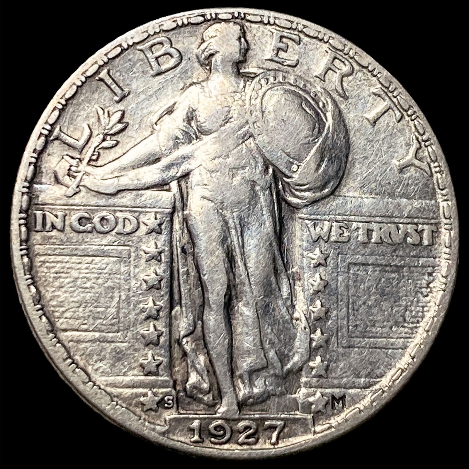 1927-S Silver Standing Liberty Quarter LIGHTLY CIRCULATED: 1927-S Silver Standing Liberty Quarter LIGHTLY CIRCULATED
