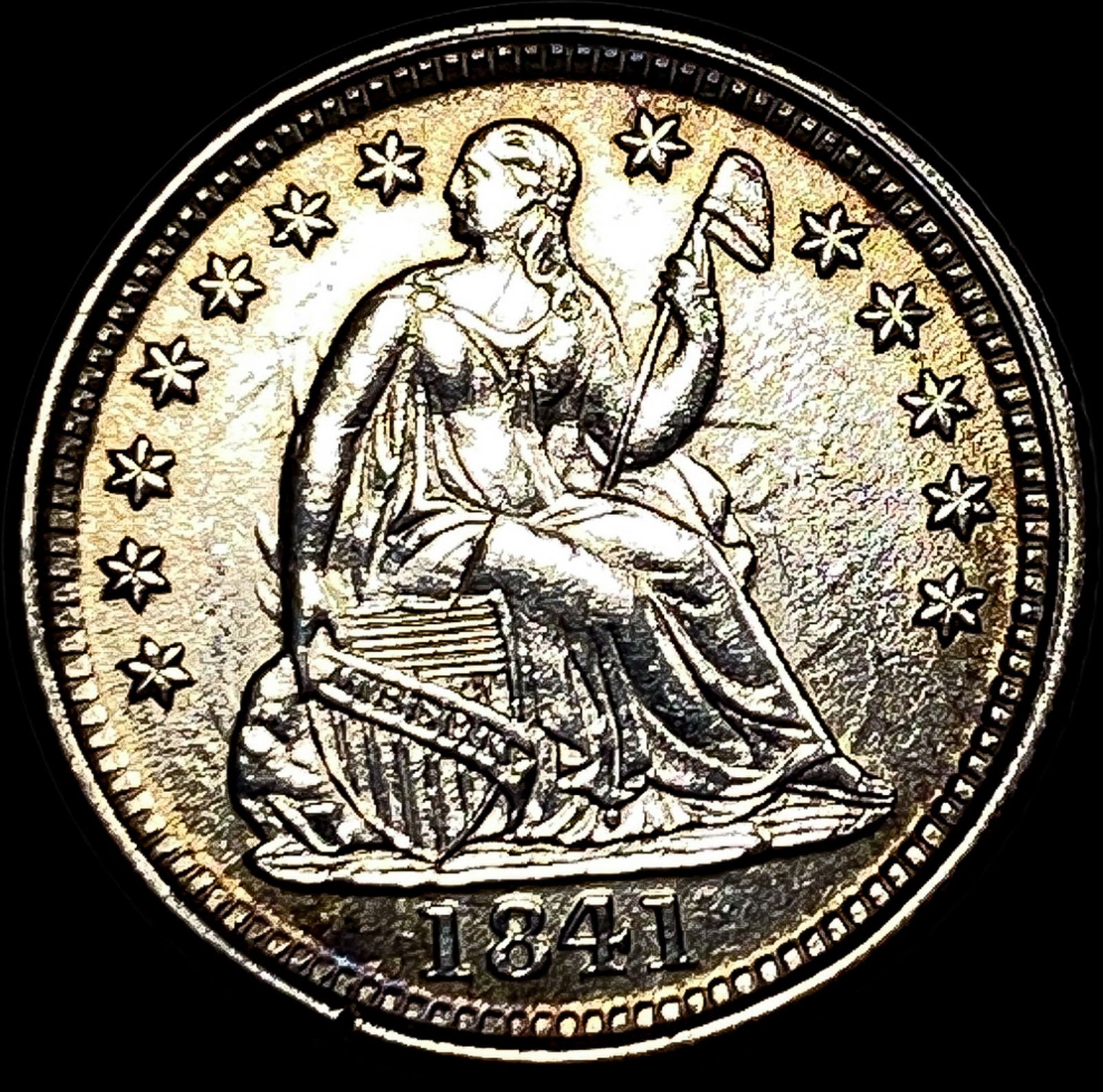1841-O Silver Seated Half Dime CLOSELY UNCIRCULATED: 1841-O Silver Seated Half Dime CLOSELY UNCIRCULATED