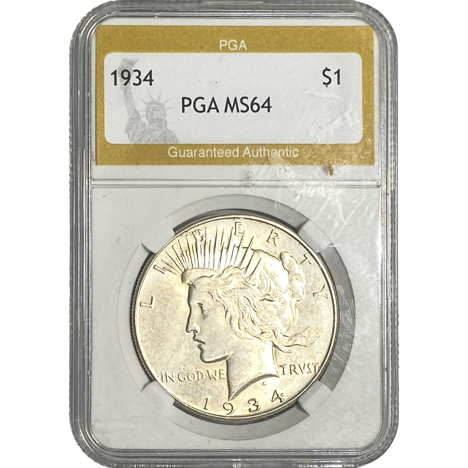 1934 Silver Peace Dollar PGA MS64: 1934 Silver Peace Dollar PGA MS64