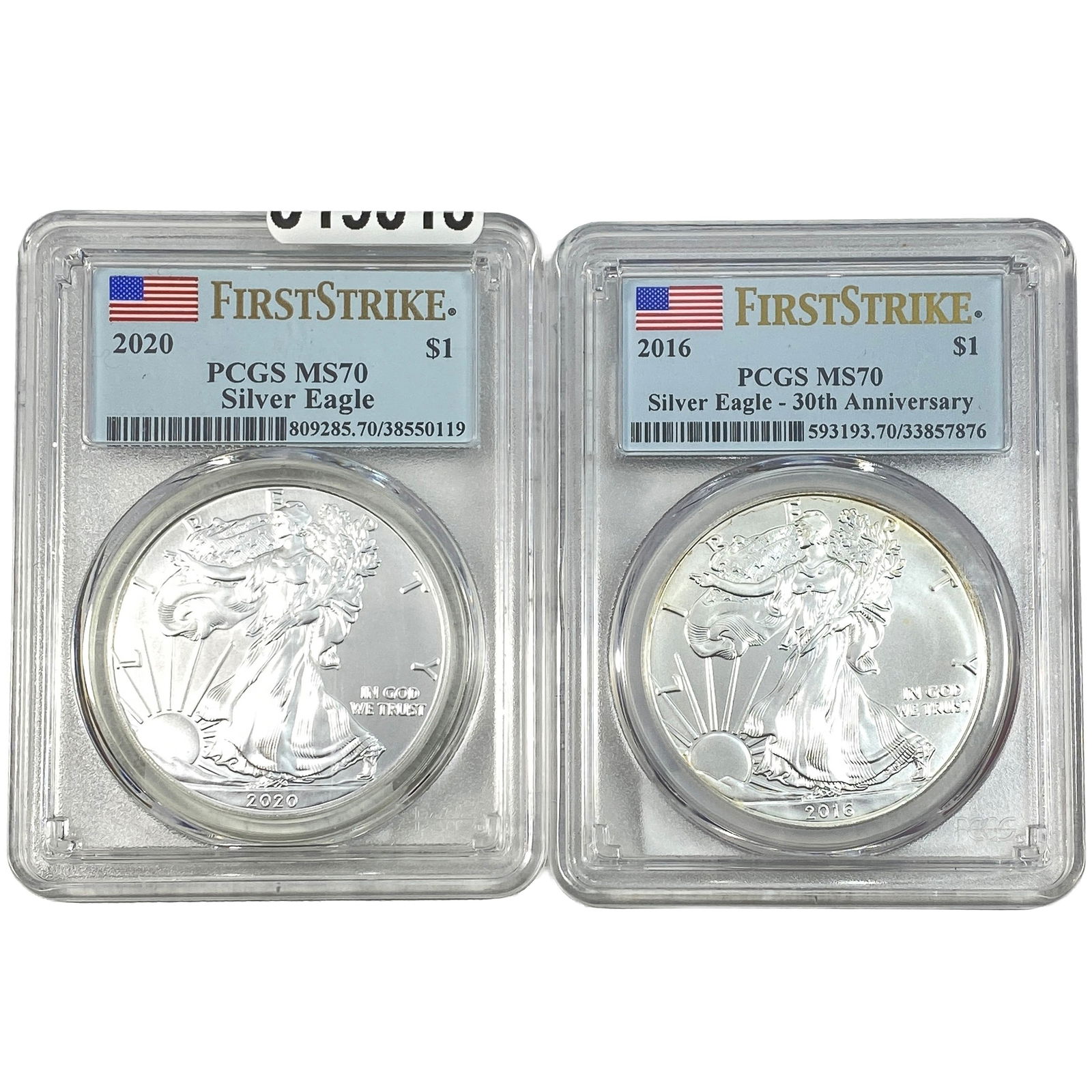 [2 Coins] 2016-2020 Silver Eagle PCGS MS70 (1 of 2)
