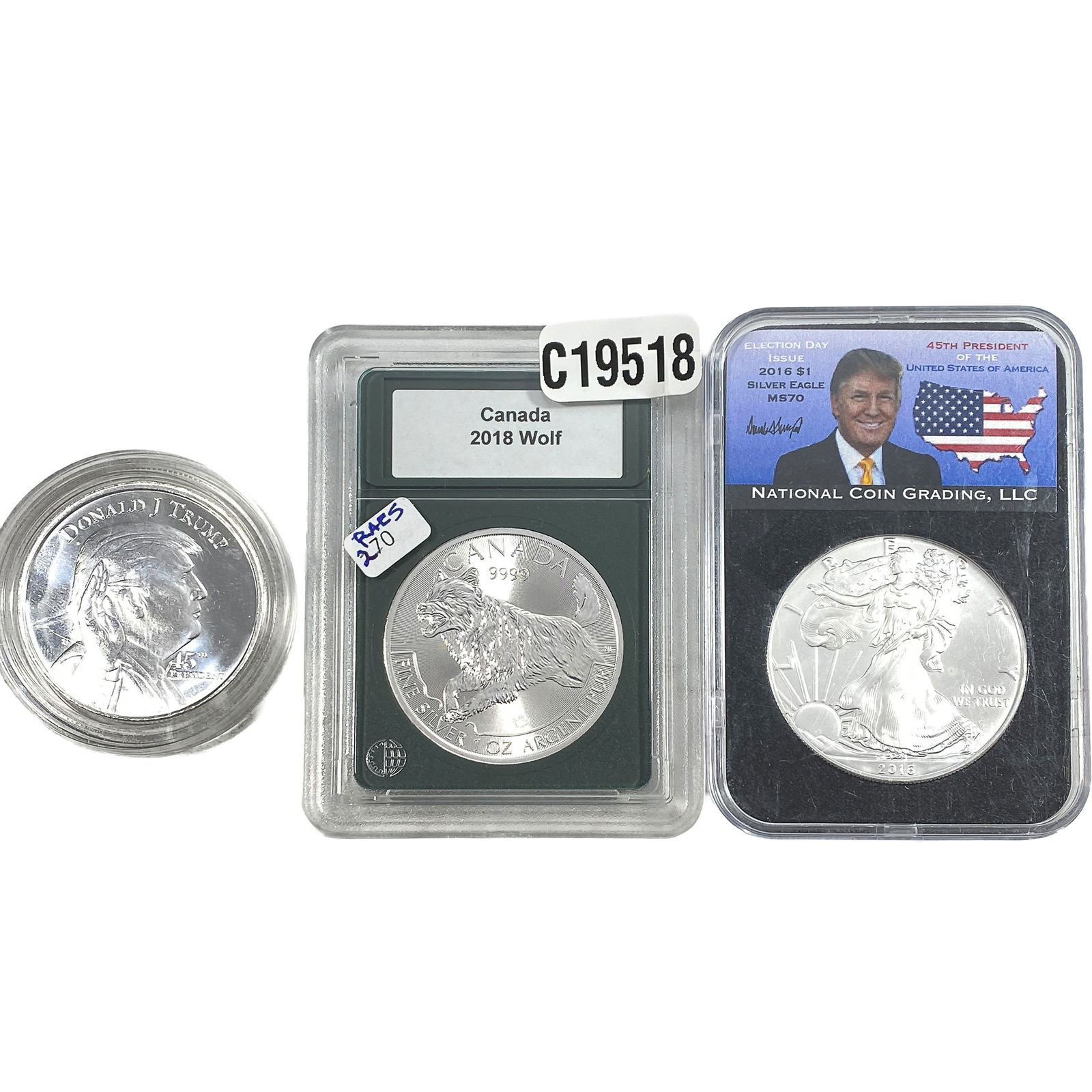 [3 Coins] 2016-2018 Silver U.S. Coins & Canada Coin NGC MS70: [3 Coins] 2016-2018 Silver U.S. Coins & Canada Coin NGC MS70