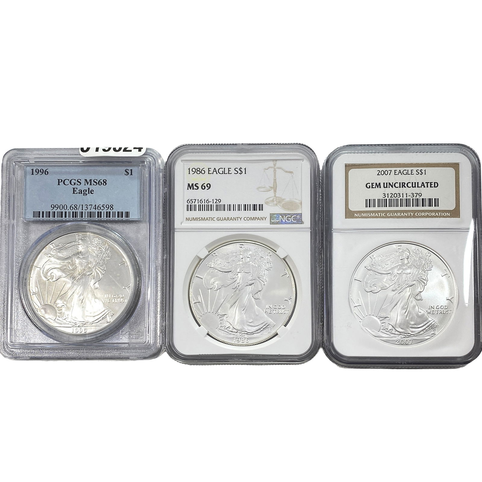 [3 Coins] 1986-2007 Silver Eagle PCGS/NGC MS68-69 (1 of 2)