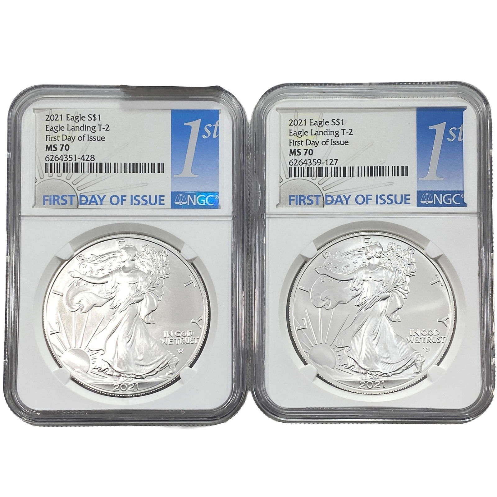 [2 Coins] 2021 Silver Eagle NGC MS70: [2 Coins] 2021 Silver Eagle NGC MS70