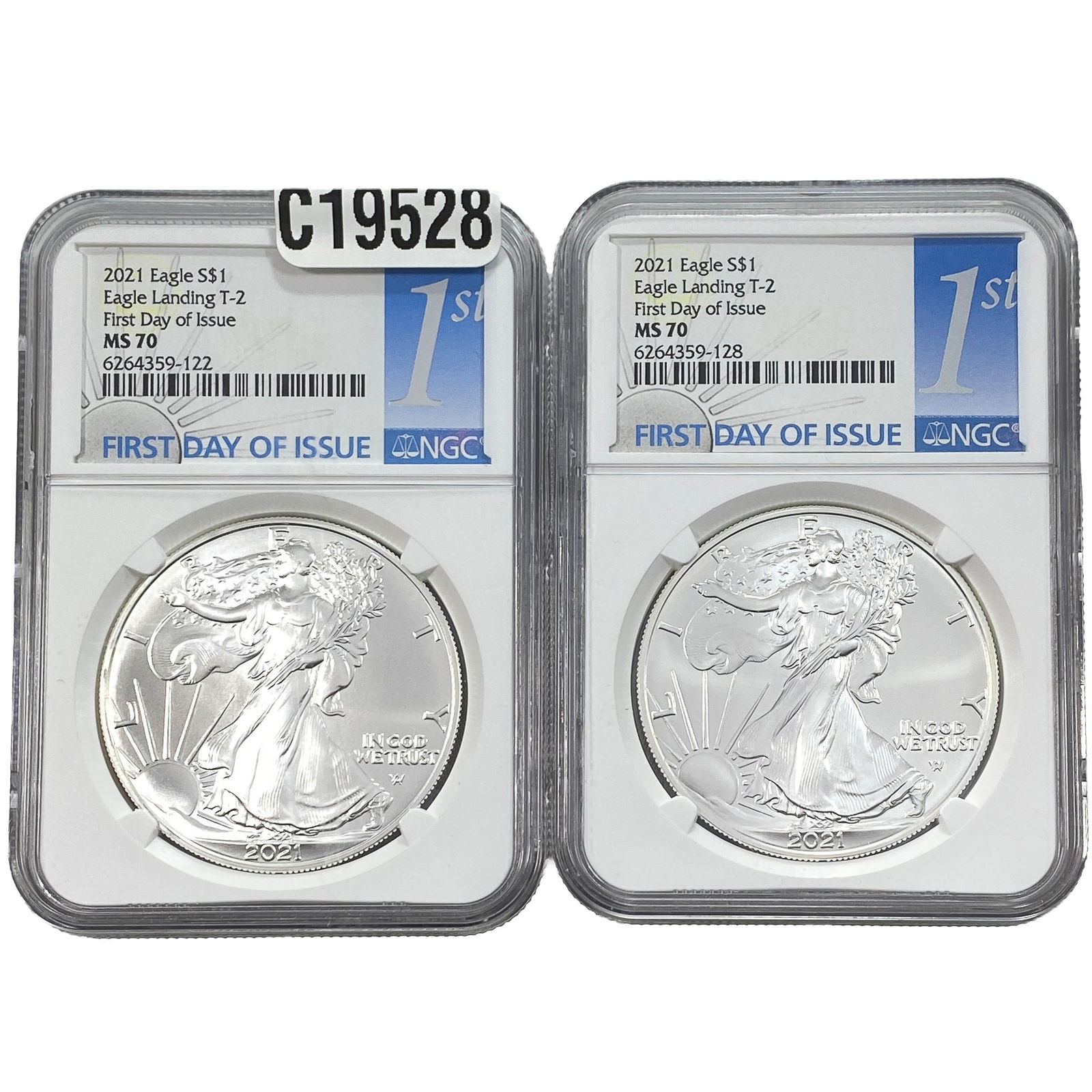 [2 Coins] 2021 Silver Eagle NGC MS70: [2 Coins] 2021 Silver Eagle NGC MS70