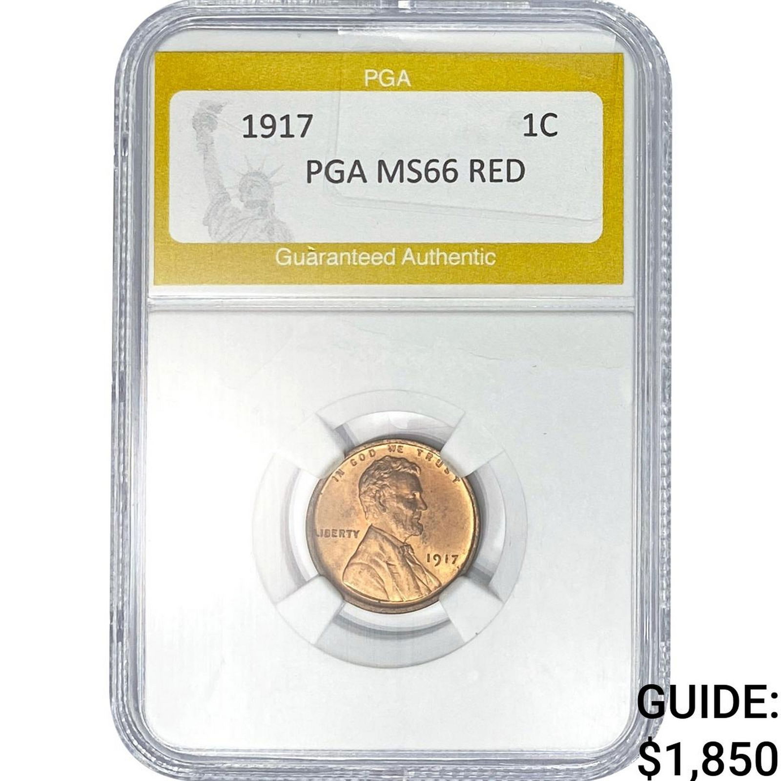 1917 Wheat Cent PGA MS66 RED: 1917 Wheat Cent PGA MS66 RED