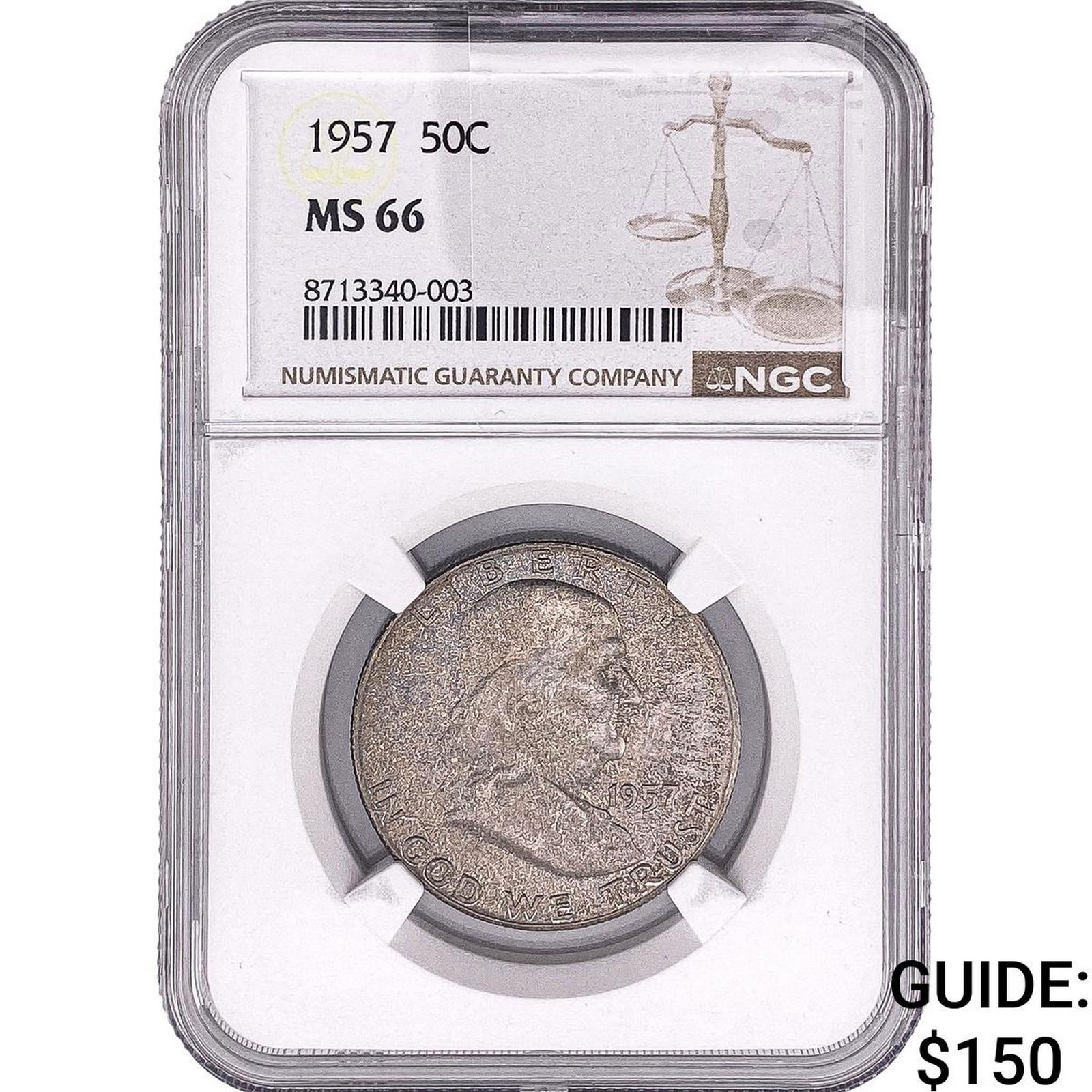 1957 Franklin Half Dollar NGC MS66: 1957 Franklin Half Dollar NGC MS66