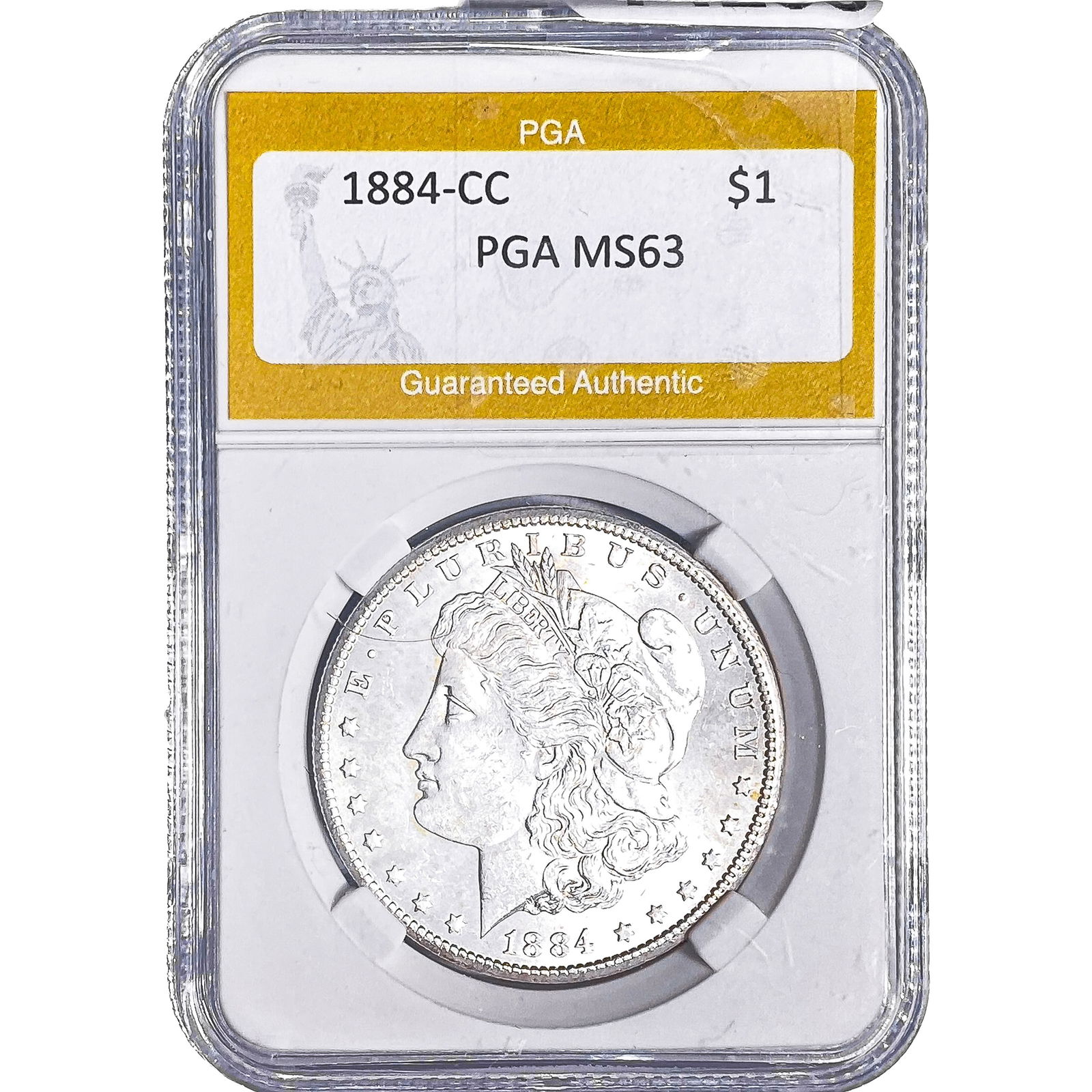 1884-CC Morgan Silver Dollar PGA MS63: 1884-CC Morgan Silver Dollar PGA MS63