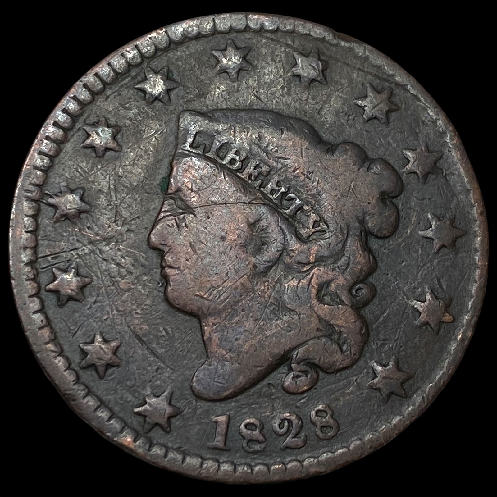 1828 Coronet Head Large Cent LIGHTLY CIRCULATED: 1828 Coronet Head Large Cent LIGHTLY CIRCULATED