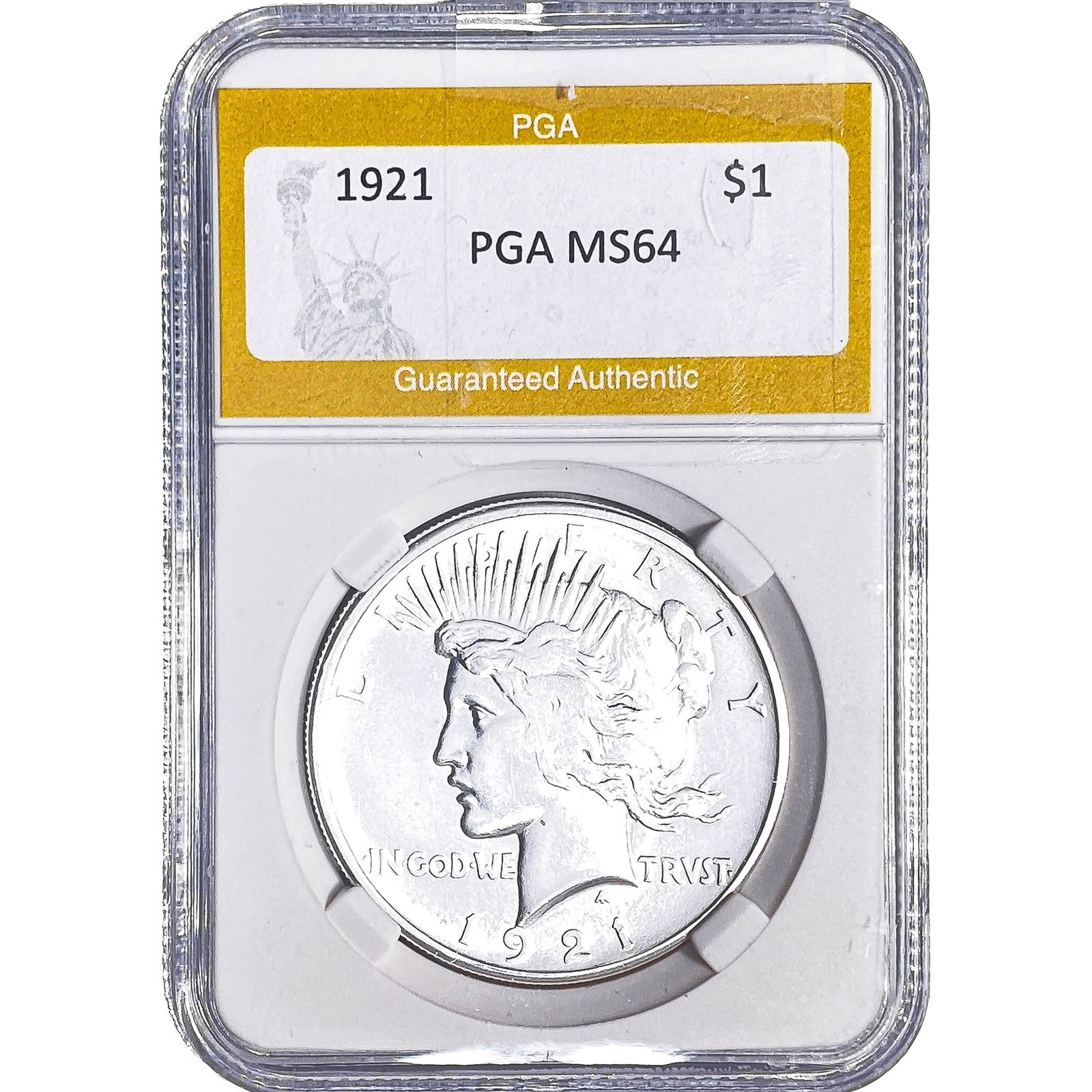 1921 Silver Peace Dollar PGA MS64: 1921 Silver Peace Dollar PGA MS64