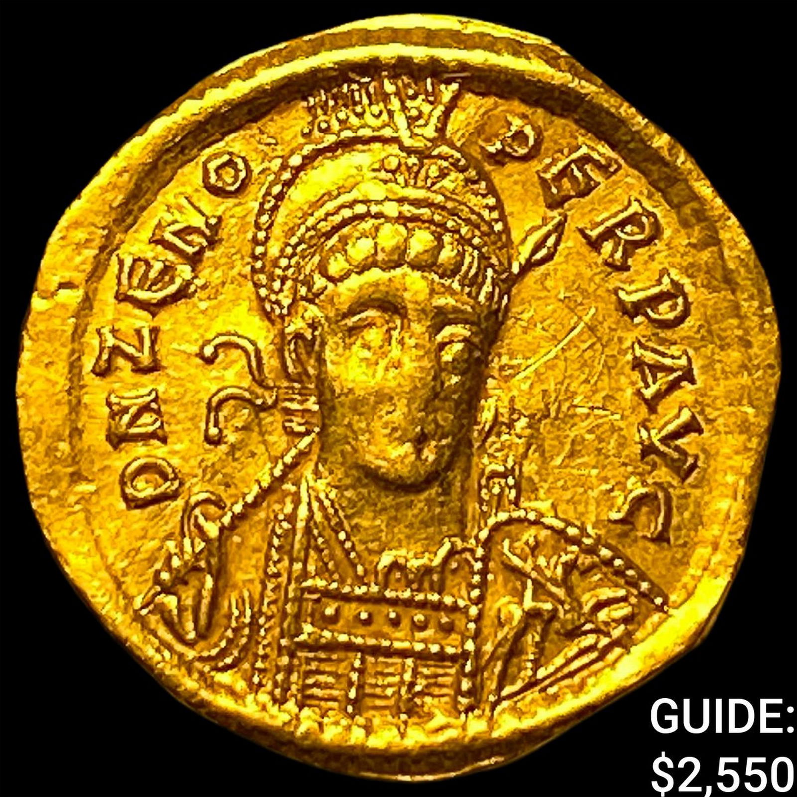 Byzantine Zeno 474-491 AD Gold Solidus CLOSELY UNCIRCULATED: Byzantine Zeno 474-491 AD Gold Solidus CLOSELY UNCIRCULATED
