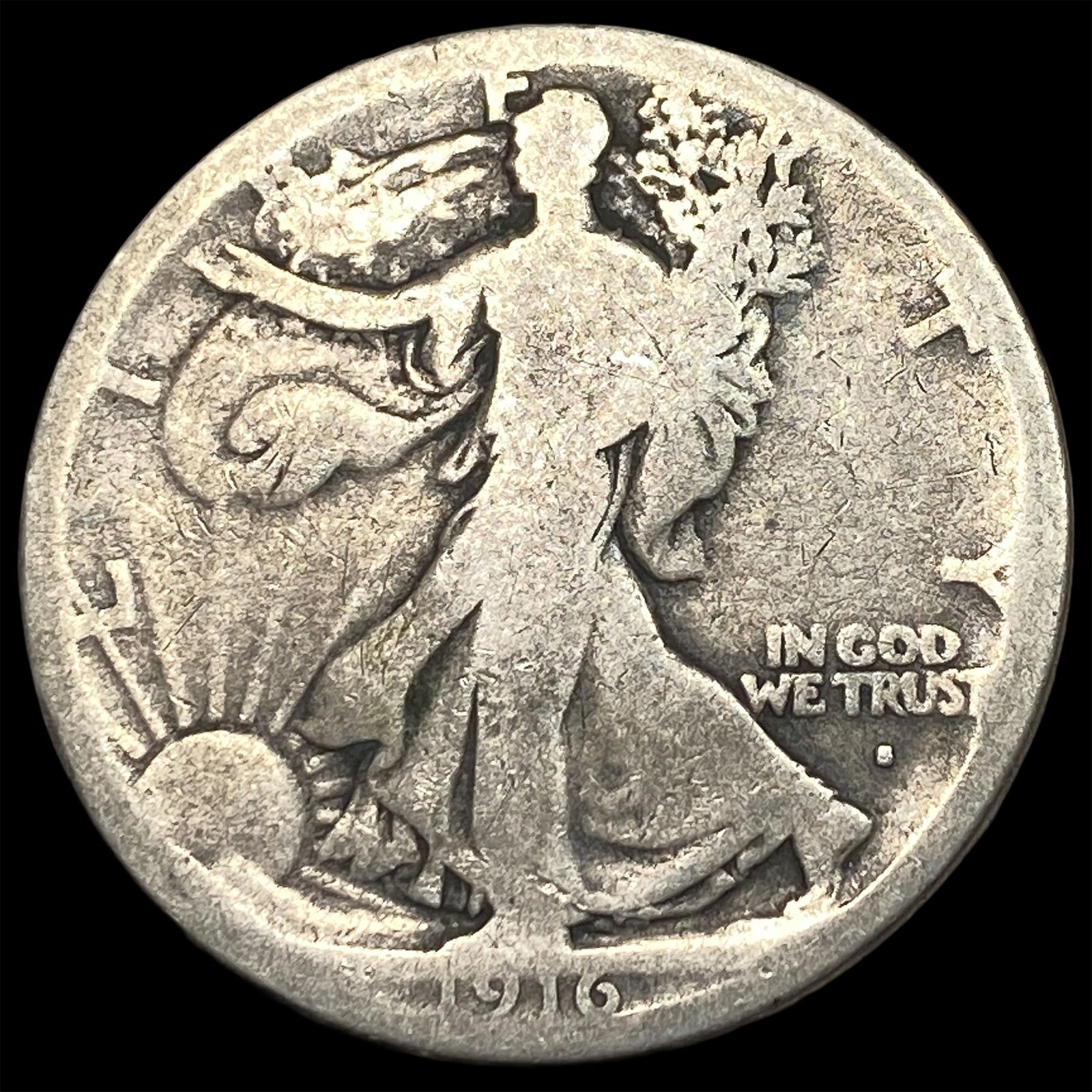 1916 Walking Liberty Half Dollar NICELY CIRCULATED: 1916 Walking Liberty Half Dollar NICELY CIRCULATED