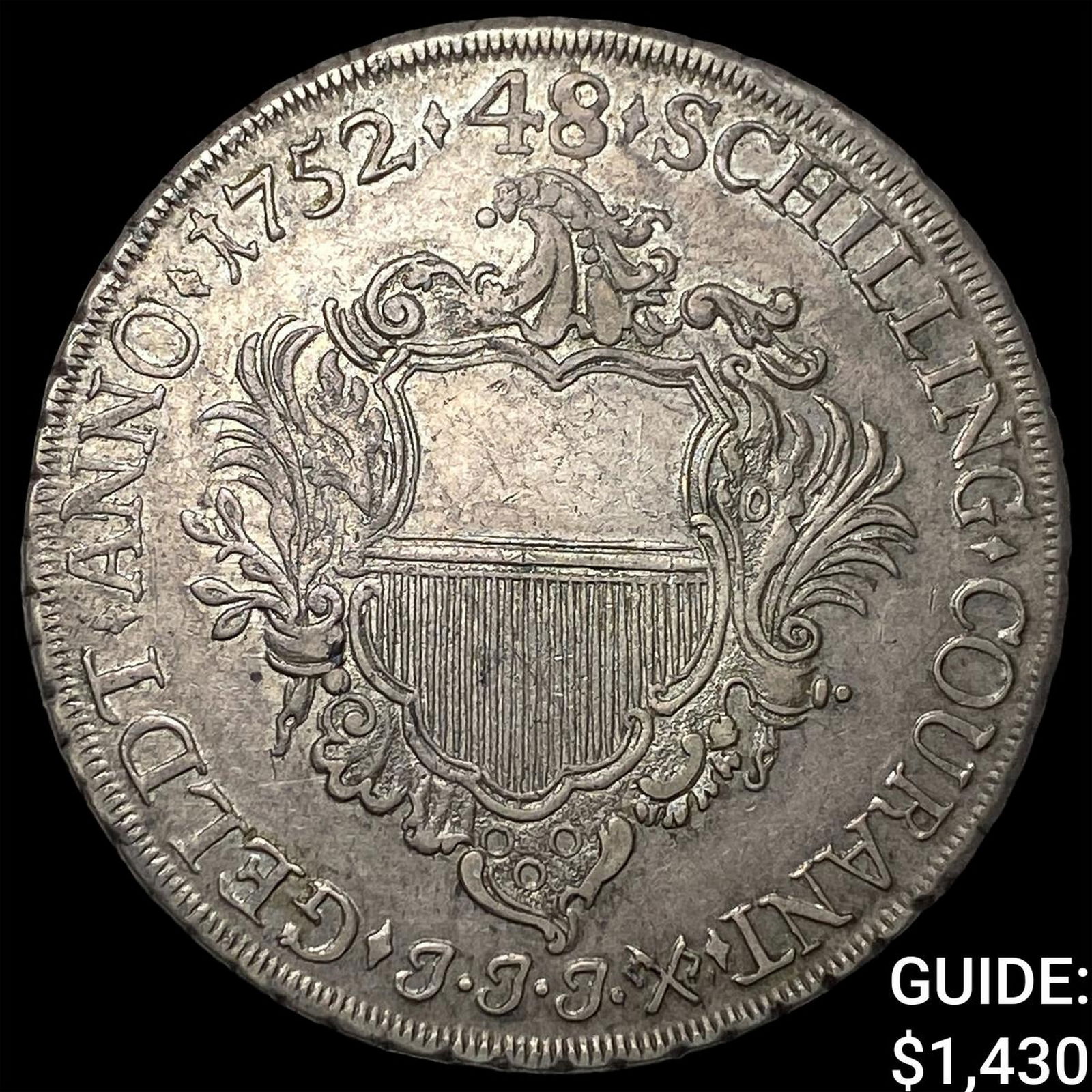 1752 Lubeck Silver 48 Schillings CLOSELY UNCIRCULATED: 1752 Lubeck Silver 48 Schillings CLOSELY UNCIRCULATED