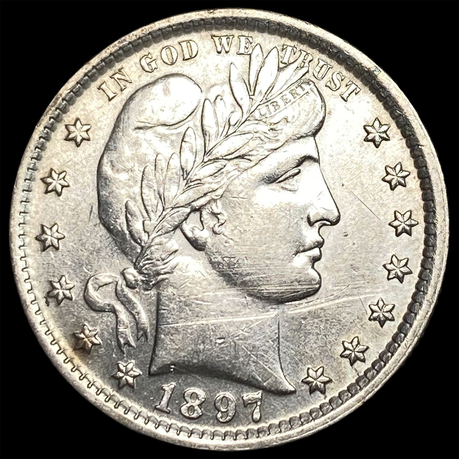 1897 Barber Silver Quarter CHOICE AU (1 of 2)