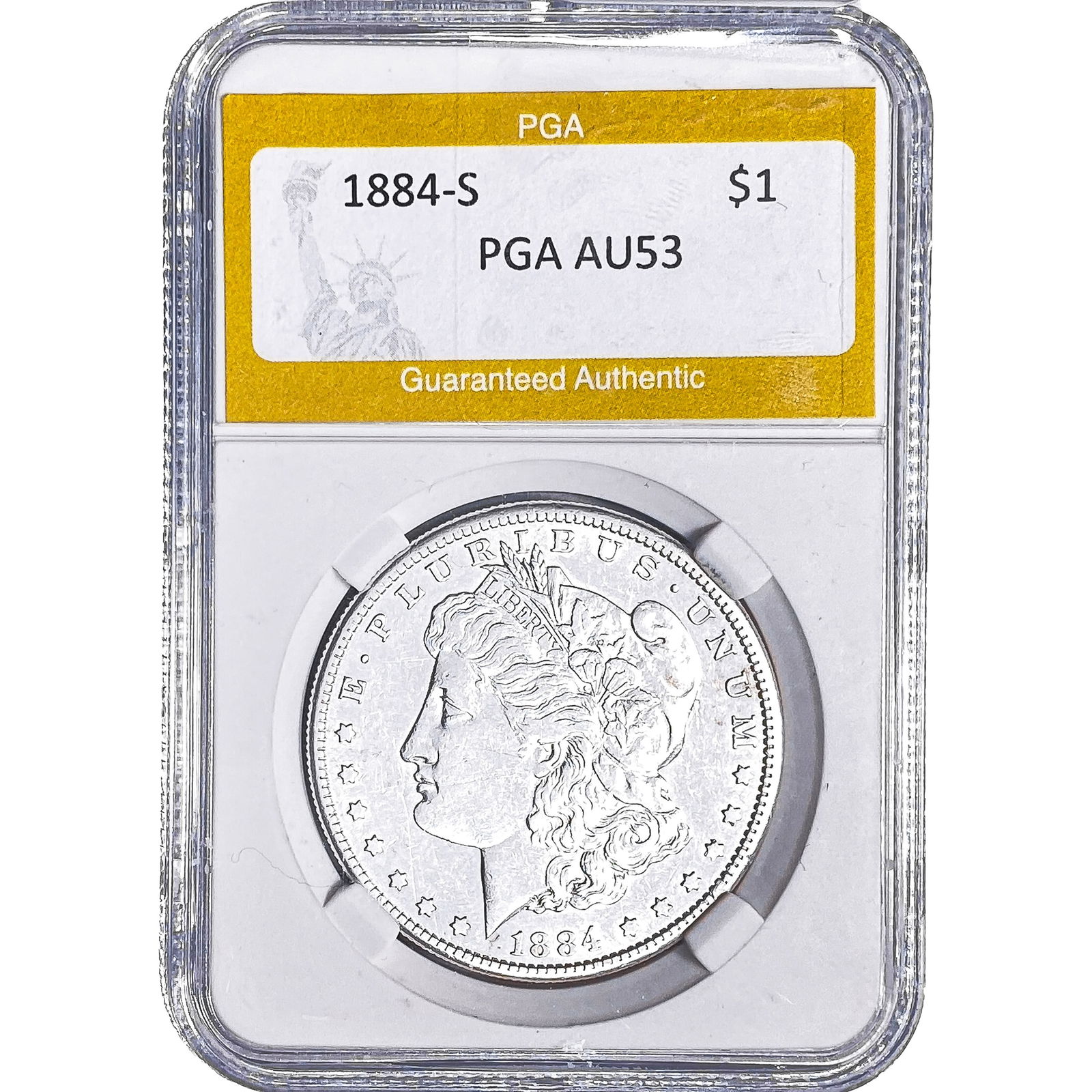 1884-S Morgan Silver Dollar PGA AU53: 1884-S Morgan Silver Dollar PGA AU53