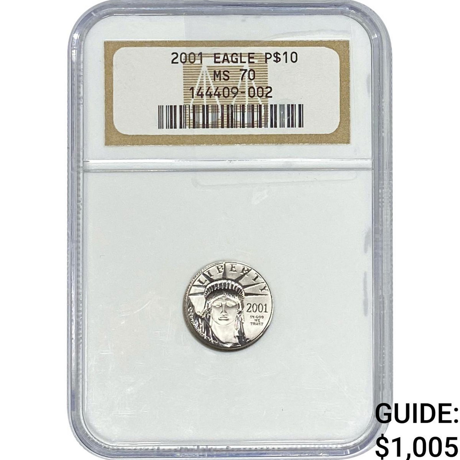 2001 $10 American Eagle 1/10oz Platinum NGC MS70: 2001 $10 American Eagle 1/10oz Platinum NGC MS70