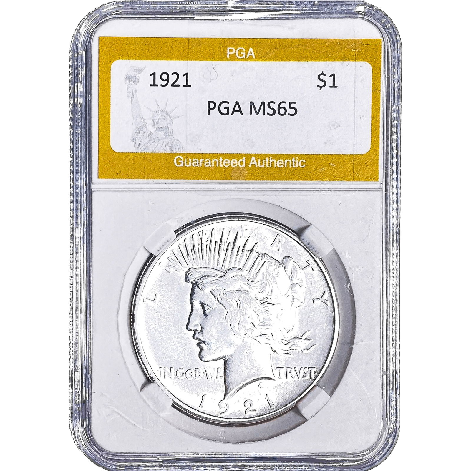 1921 Silver Peace Dollar PGA MS65: 1921 Silver Peace Dollar PGA MS65