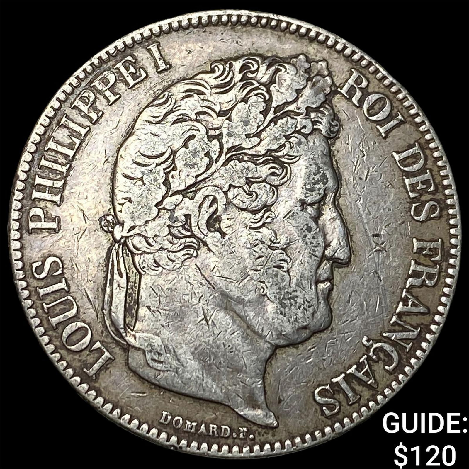 1833 France Silver 5 Francs NEARLY UNCIRCULATED (1 of 2)