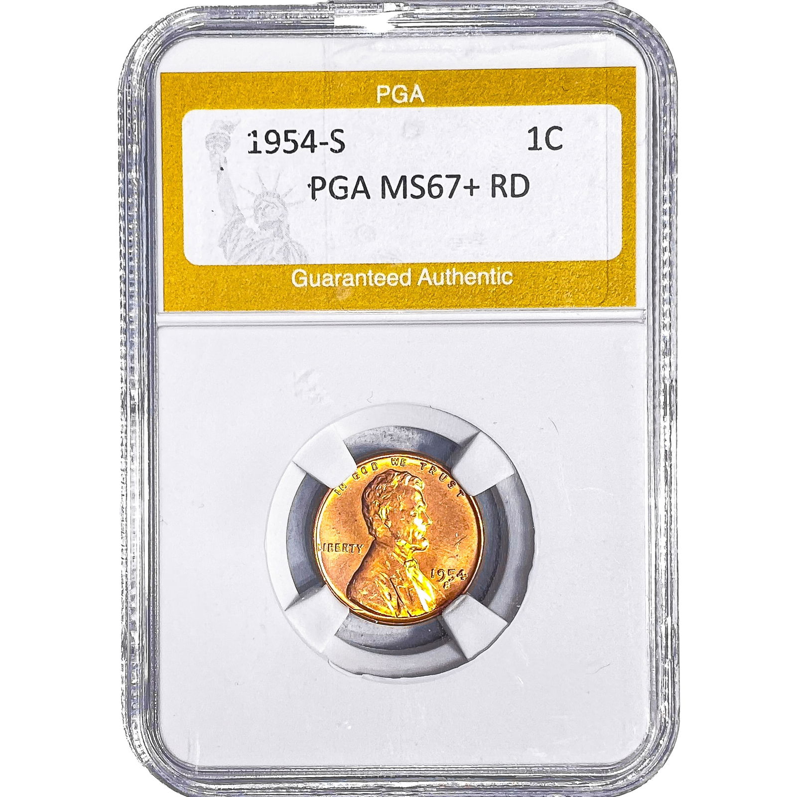 1954-S Wheat Cent PGA MS67+ RD: 1954-S Wheat Cent PGA MS67+ RD