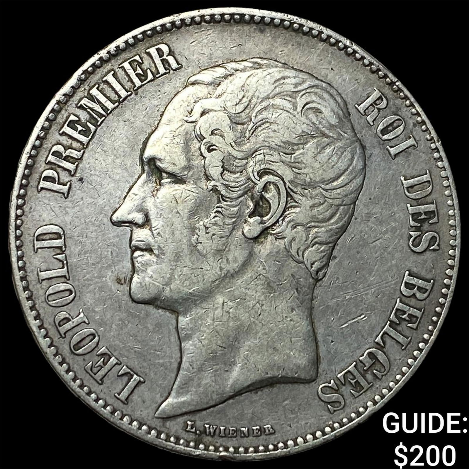 1851 Belgium Silver 5 Francs CLOSELY UNCIRCULATED: 1851 Belgium Silver 5 Francs CLOSELY UNCIRCULATED