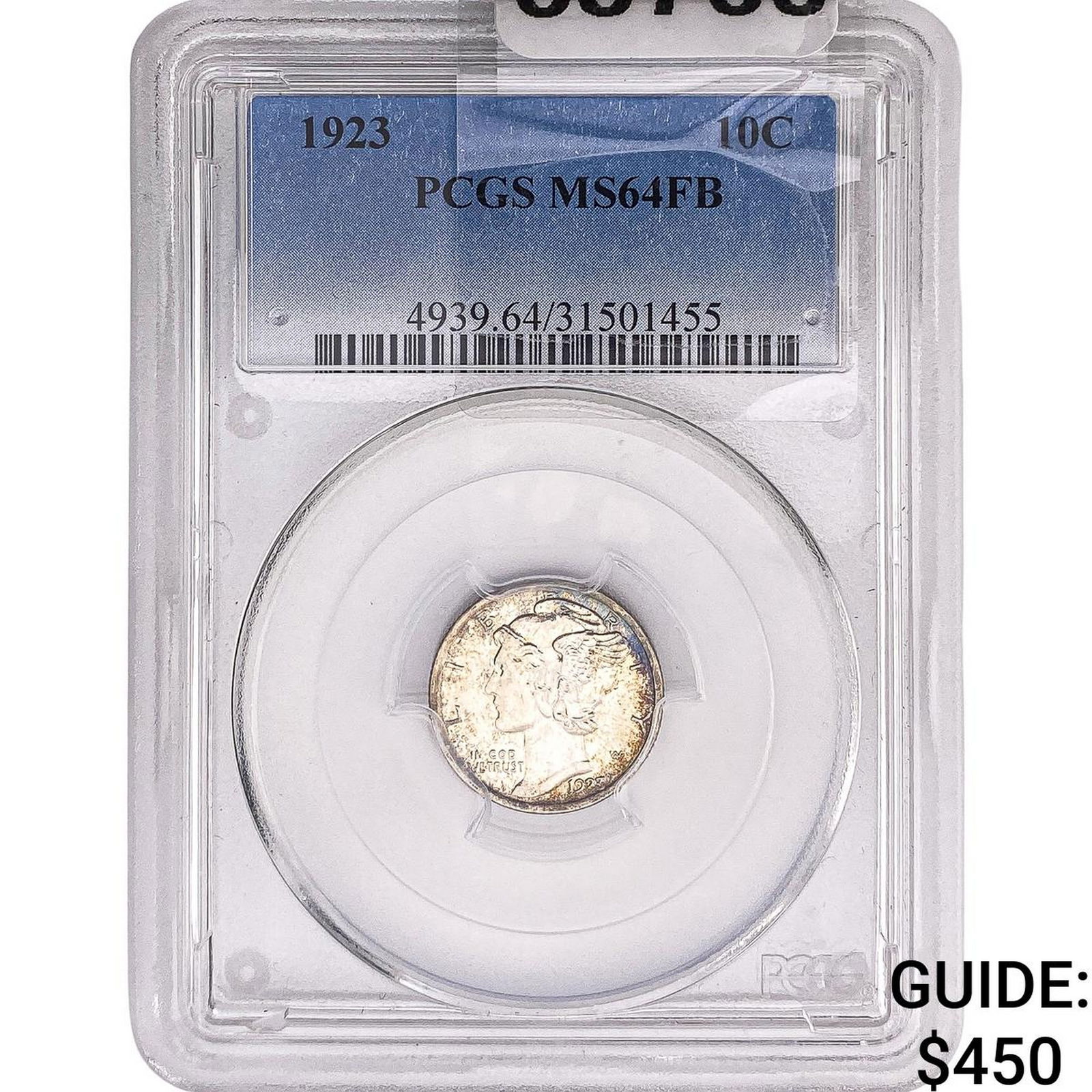 1923 Mercury Silver Dime PCGS MS64 FB: 1923 Mercury Silver Dime PCGS MS64 FB